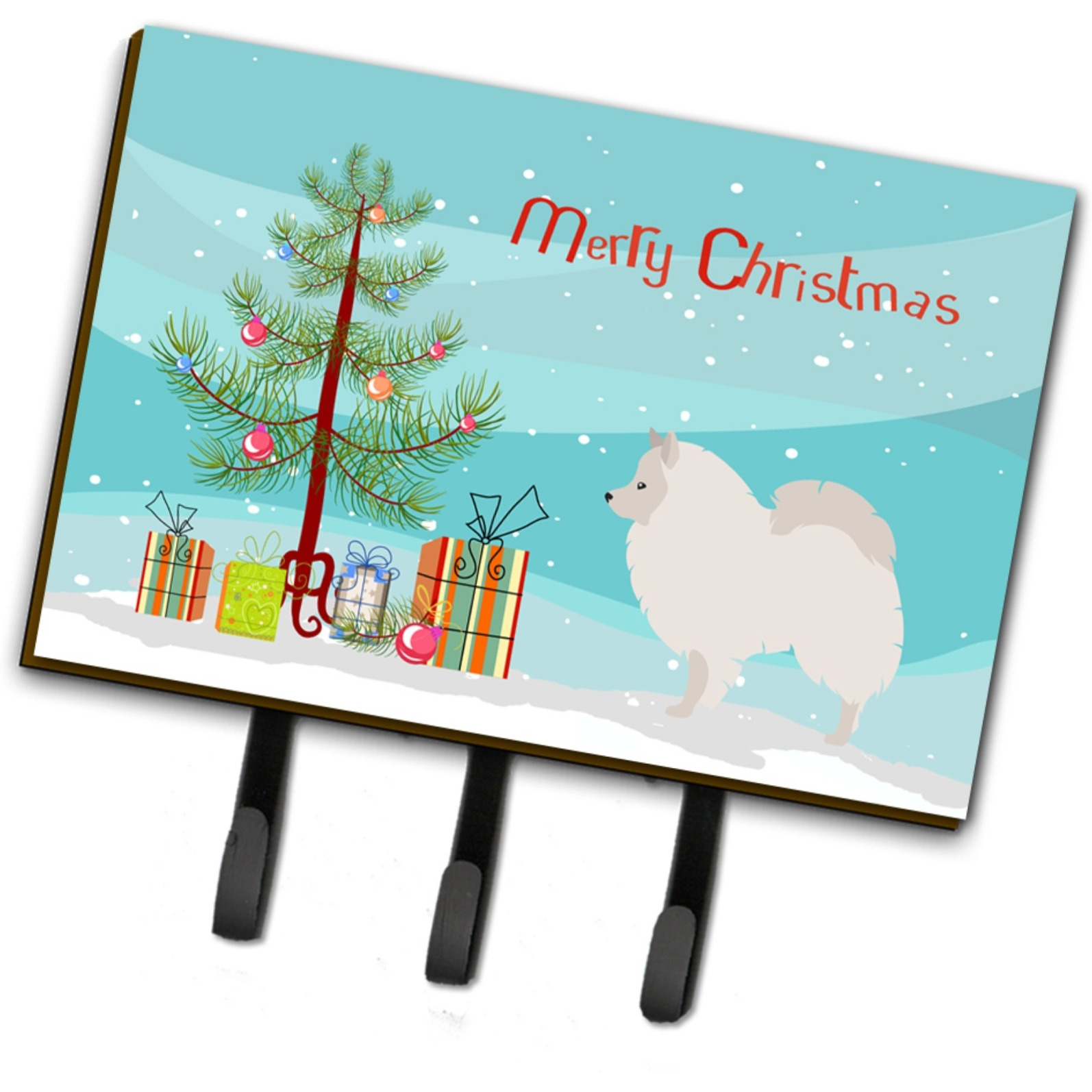 &quotCaroline's Treasures German Spitz Wall Hook, Triple, Christmas Tree"