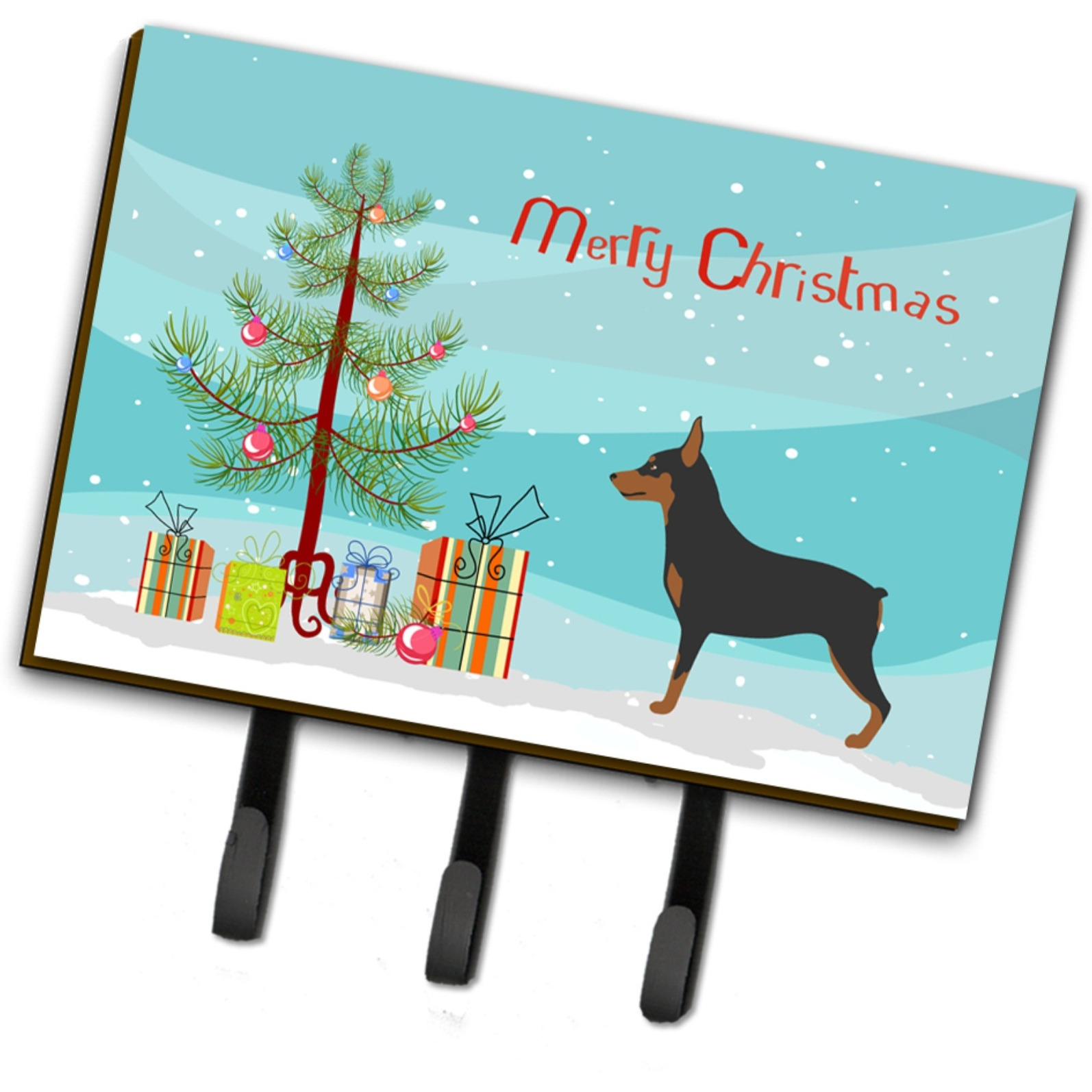 &quotCaroline's Treasures Miniature Pinscher Christmas Wall Hook, Triple, Multicolor"