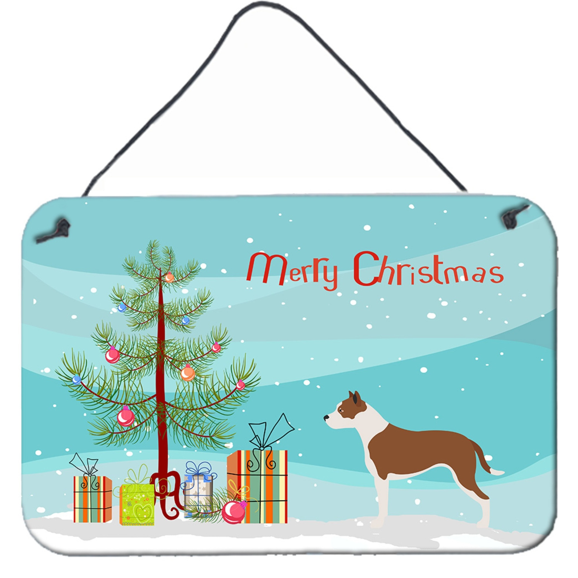 &quotCaroline's Treasures Pit Bull Terrier Christmas Metal Print, 8hx12w, Multicolor"