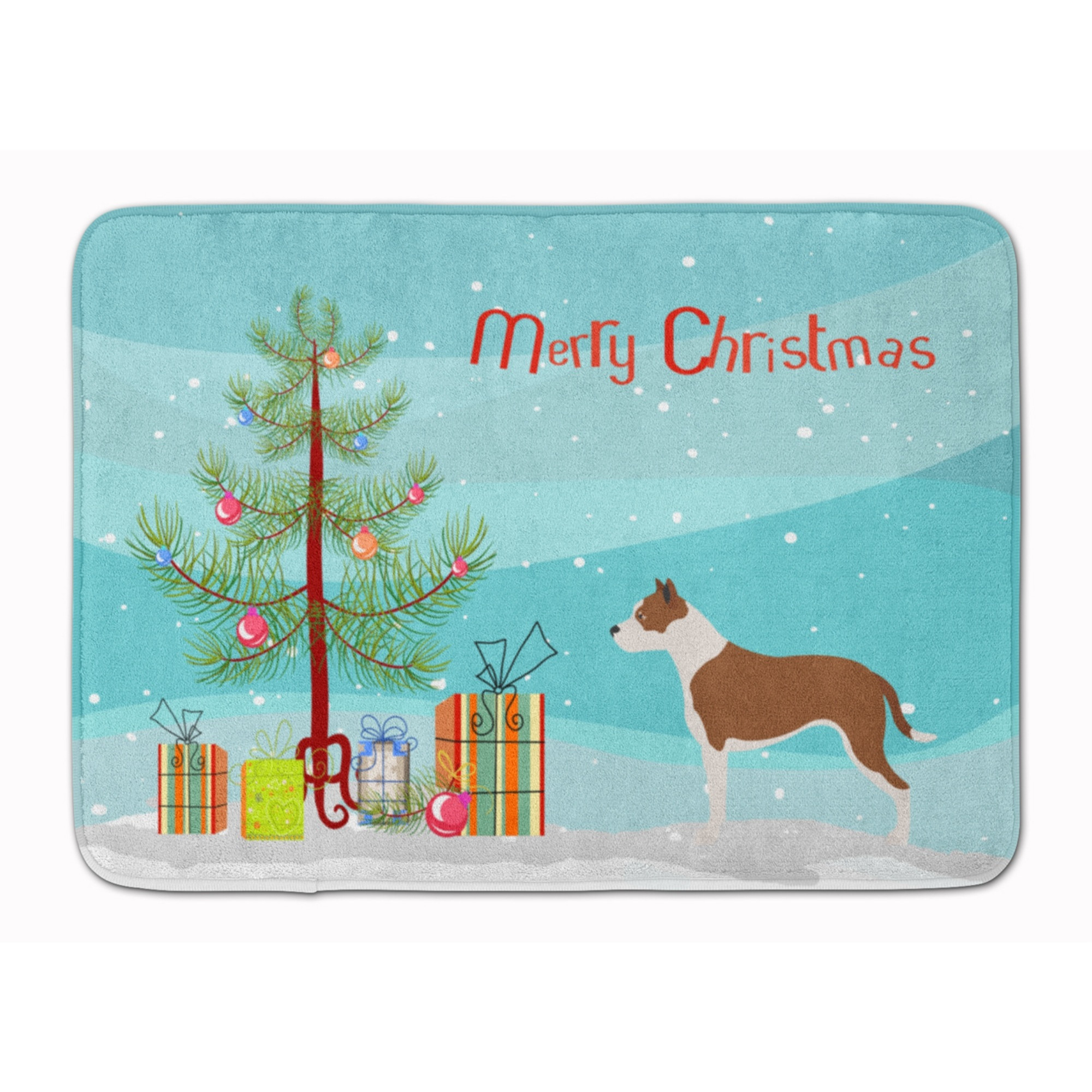 &quotCaroline's Treasures Pit Bull Terrier Christmas Floor Mat, 19hx27w, Multicolor"