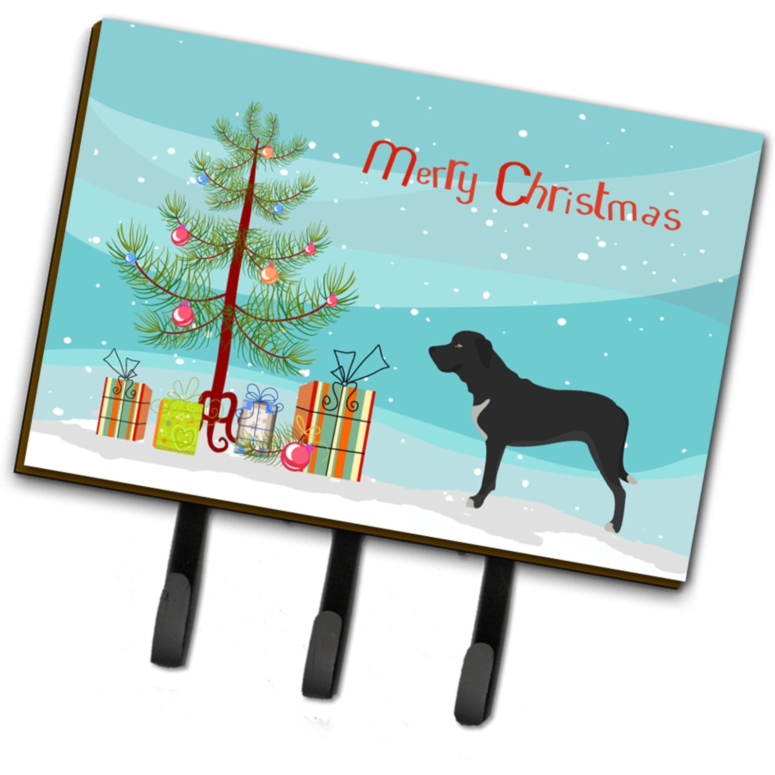 &quotCaroline's Treasures Broholmer Danish Mastiff Wall Hook, Triple, Christmas Tree"