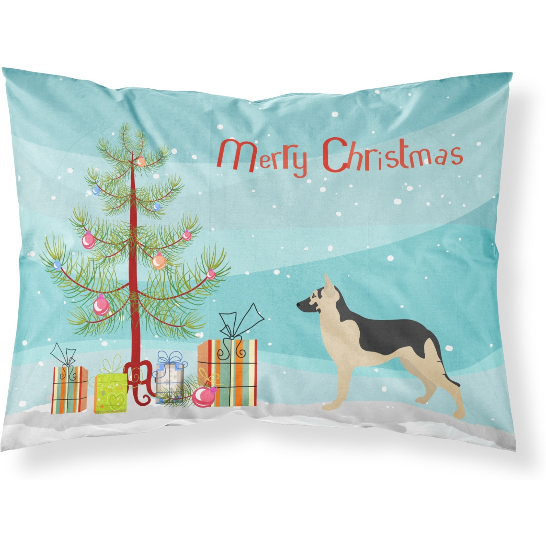 &quotCaroline's Treasures German Shepherd Pillowcase, Standard, Christmas Tree"