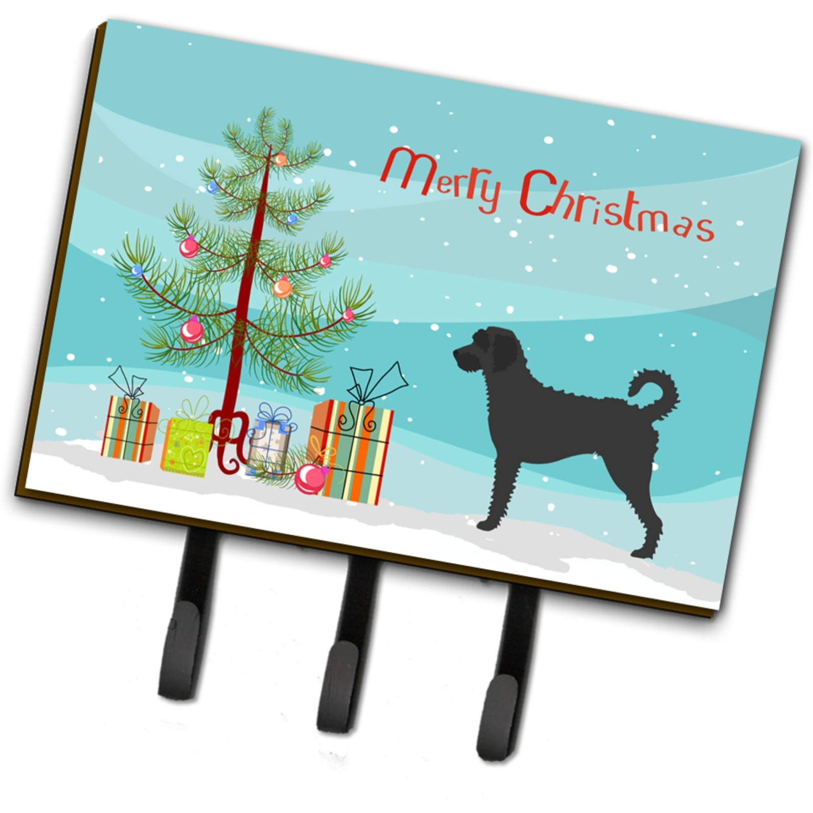 &quotCaroline's Treasures Labradoodle Wall Hook, Triple, Christmas Tree"