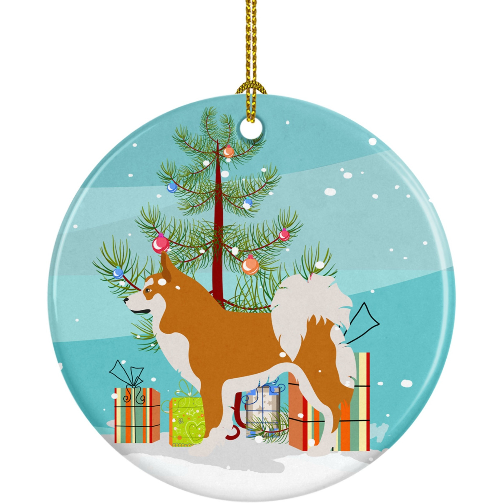 &quotCaroline's Treasures Icelandic Sheepdog Christmas Ceramic Ornament, Multicolor"