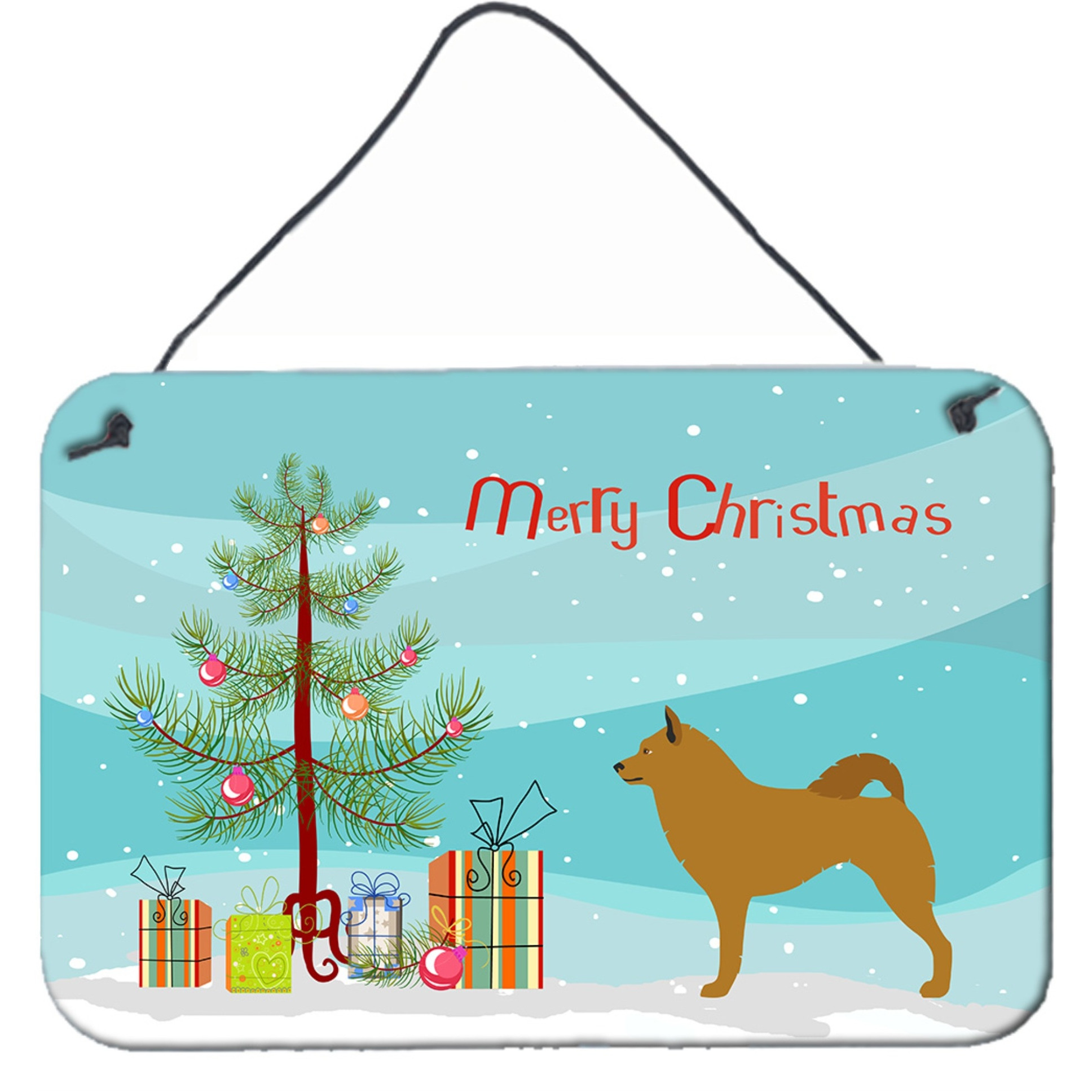 &quotCaroline's Treasures Finnish Spitz Metal Print, 8hx12w, Christmas Tree"