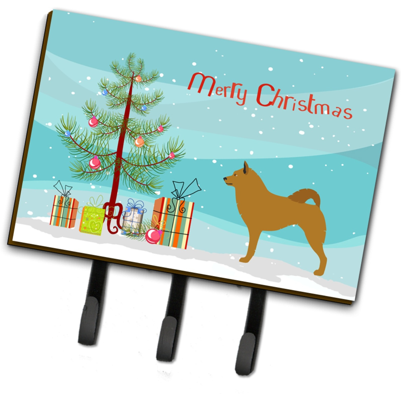 &quotCaroline's Treasures Finnish Spitz Wall Hook, Triple, Christmas Tree"