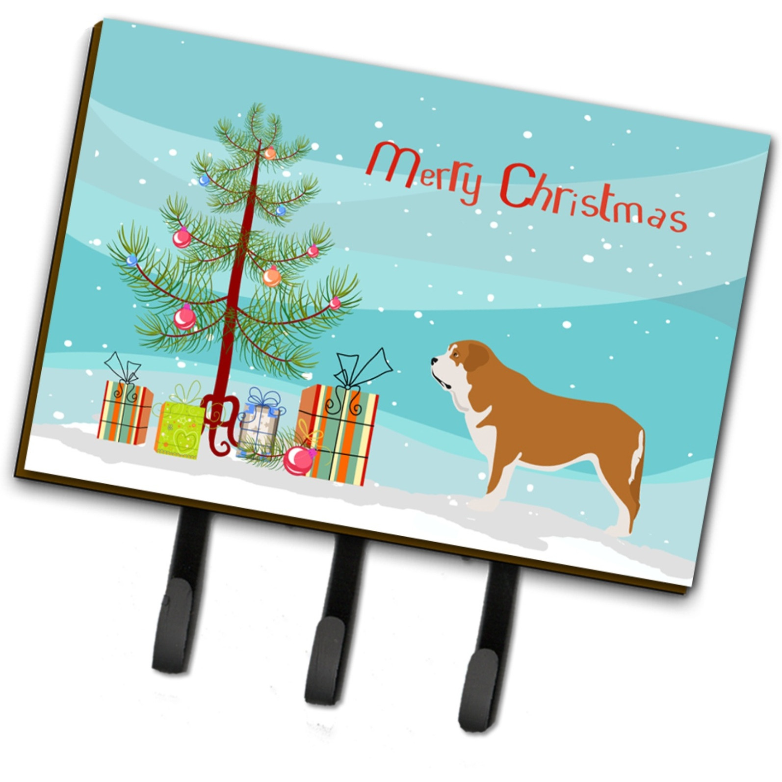 &quotCaroline's Treasures Mastin Espanol Spanish Mastiff Wall Hook, Triple, Christmas Tree"