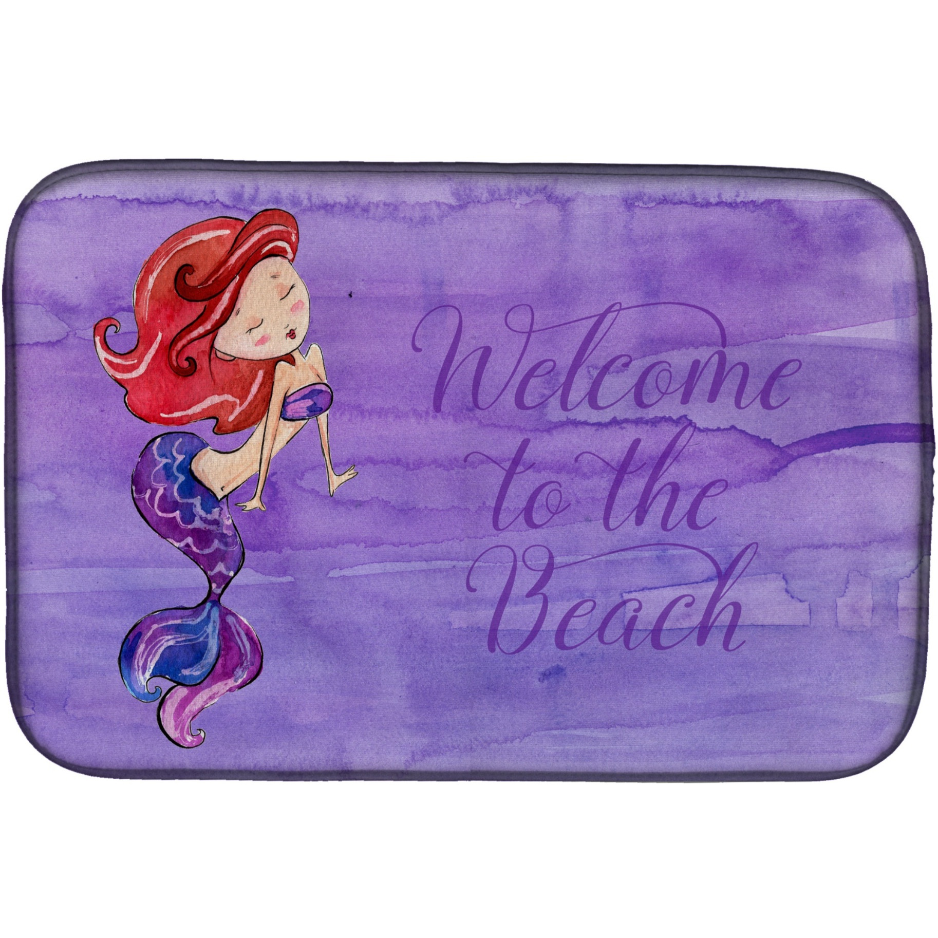 &quotCaroline's Treasures Mermaid Welcome Purple Dish Drying Mat, 14"" x 21"", Multicolor"