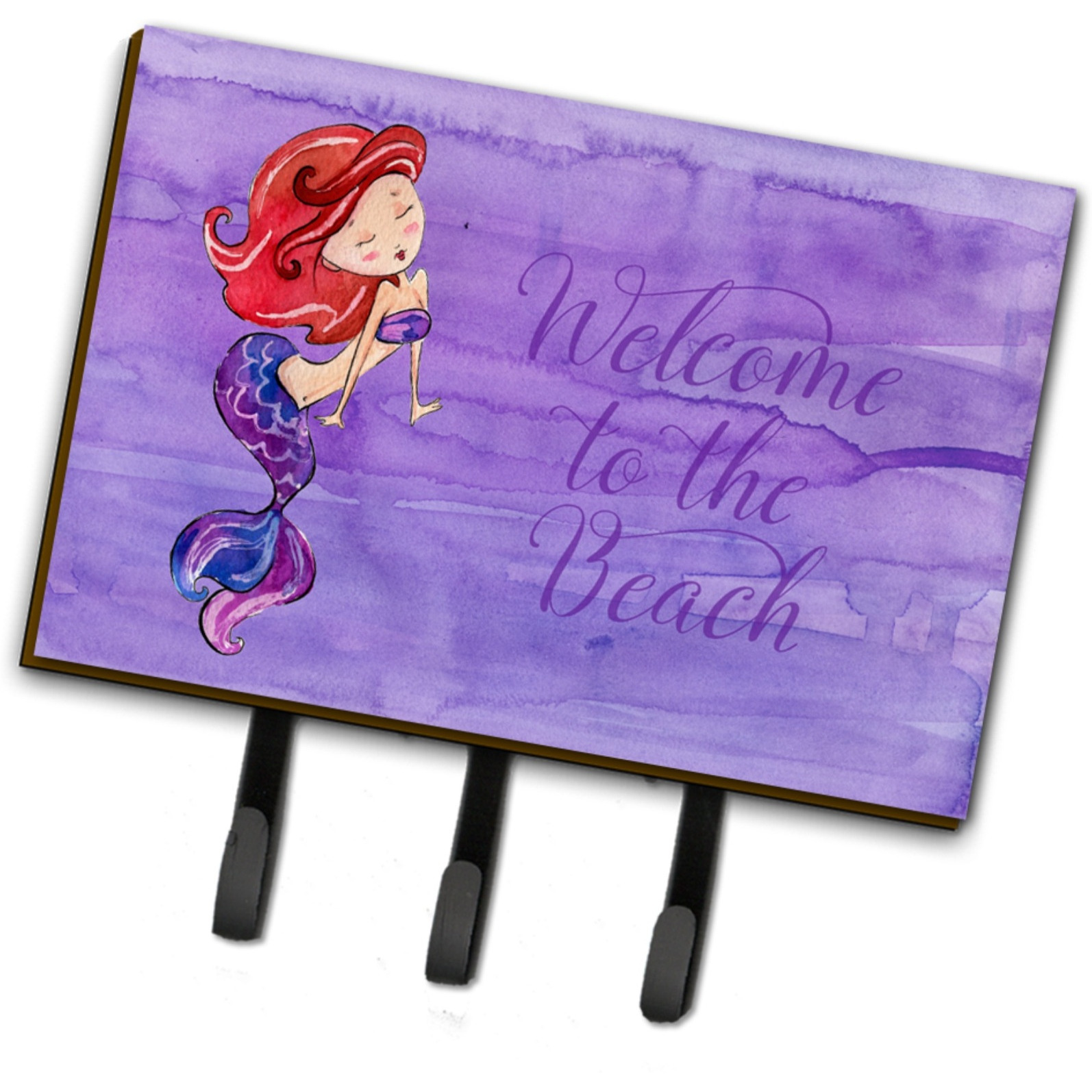 &quotCaroline's Treasures Mermaid Welcome Purple Wall Hook, Triple, Multicolor"