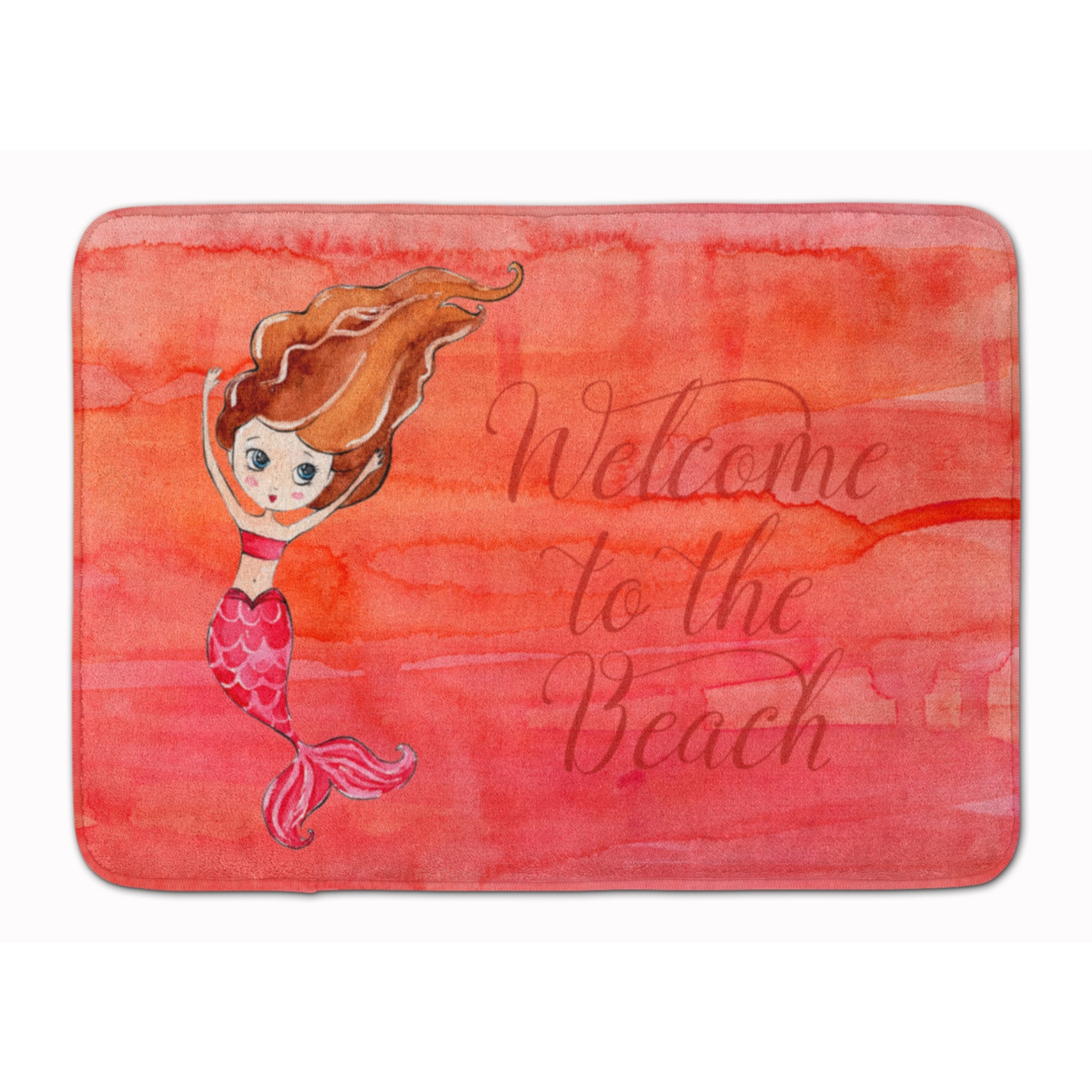 &quotCaroline's Treasures Mermaid Welcome Red Floor Mat, 19"" x 27"", Multicolor"