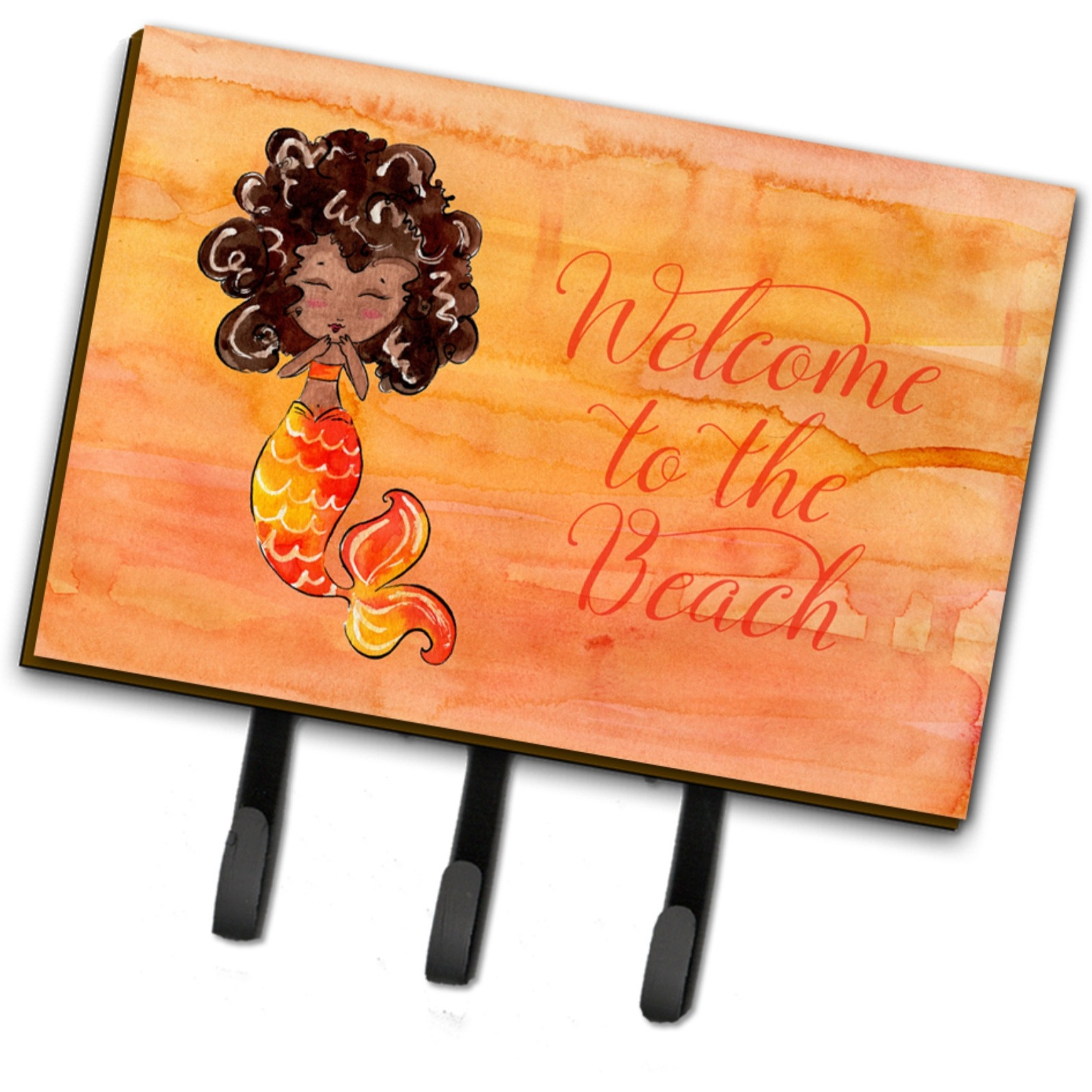 &quotCaroline's Treasures Mermaid Welcome Orange Wall Hook, Triple, Multicolor"