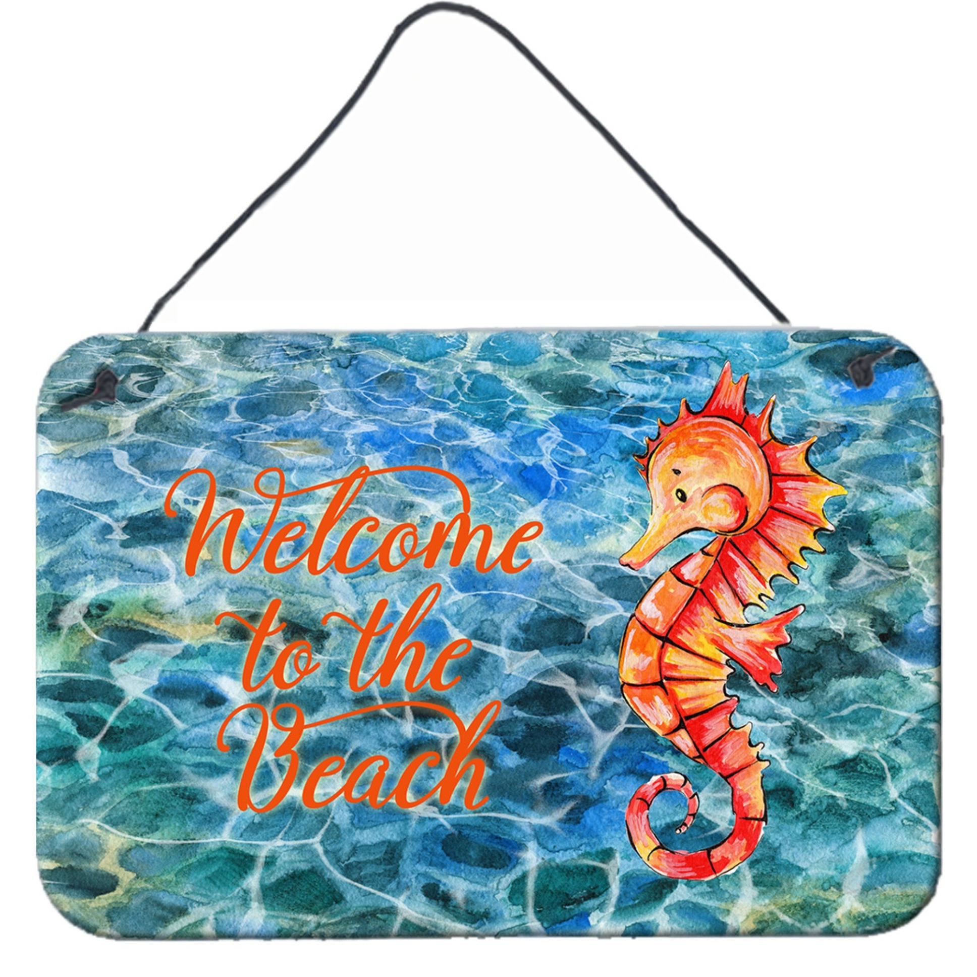 &quotCaroline's Treasures Seahorse Welcome Metal Print, 8"" x 12"", Multicolor"
