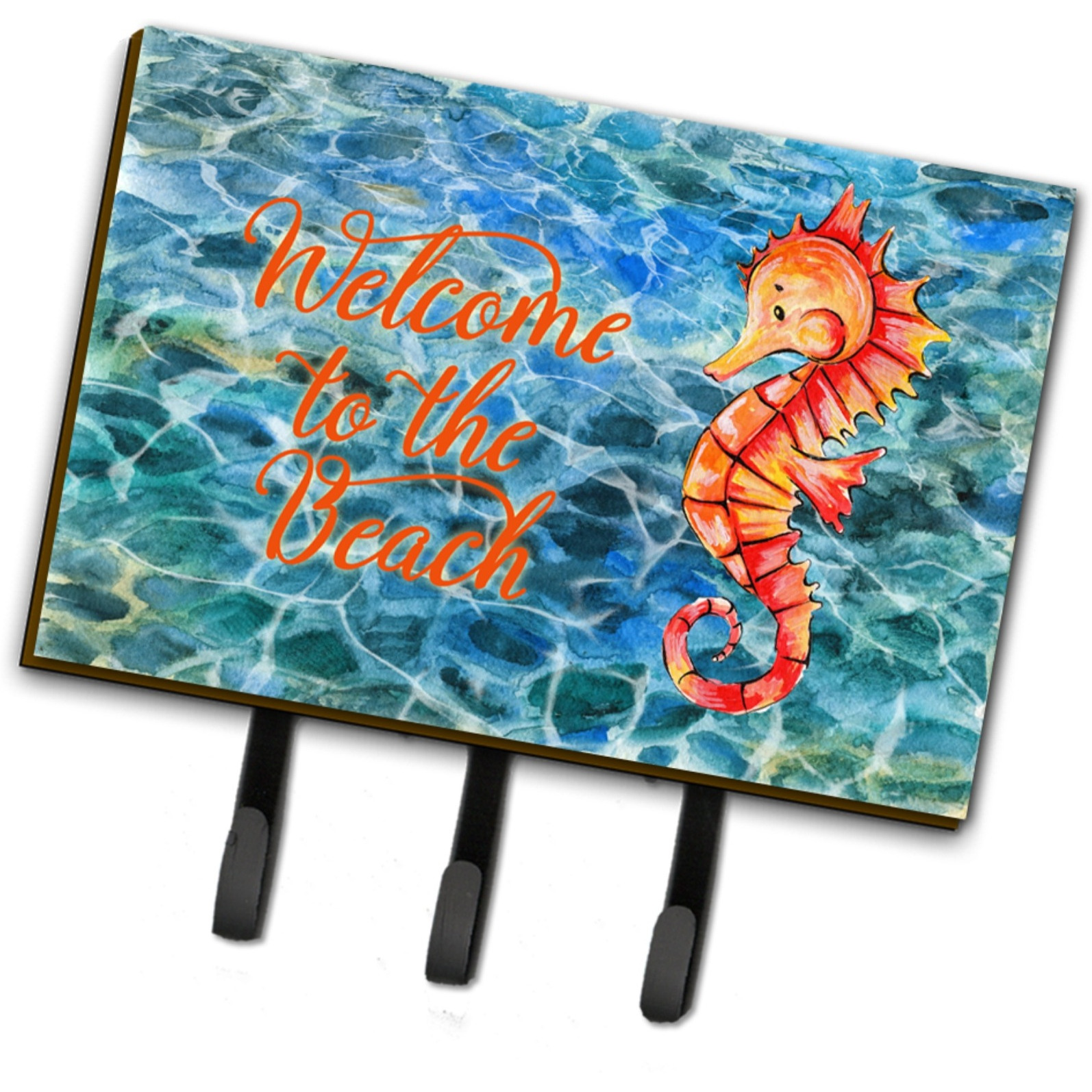 &quotCaroline's Treasures Seahorse Welcome Wall Hook, Triple, Multicolor"