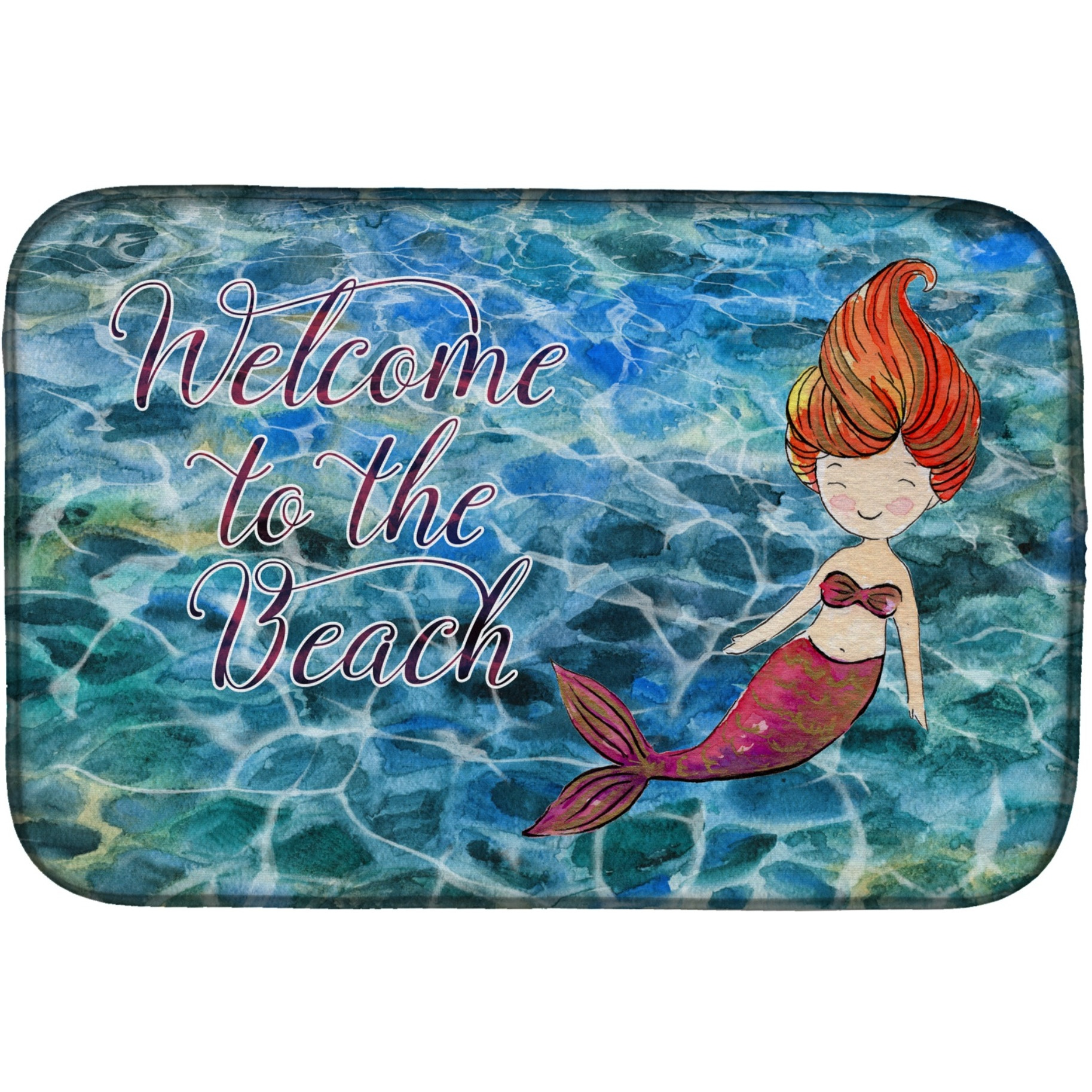 &quotCaroline's Treasures Mermaid Water Welcome Dish Drying Mat, 14"" x 21"", Multicolor"