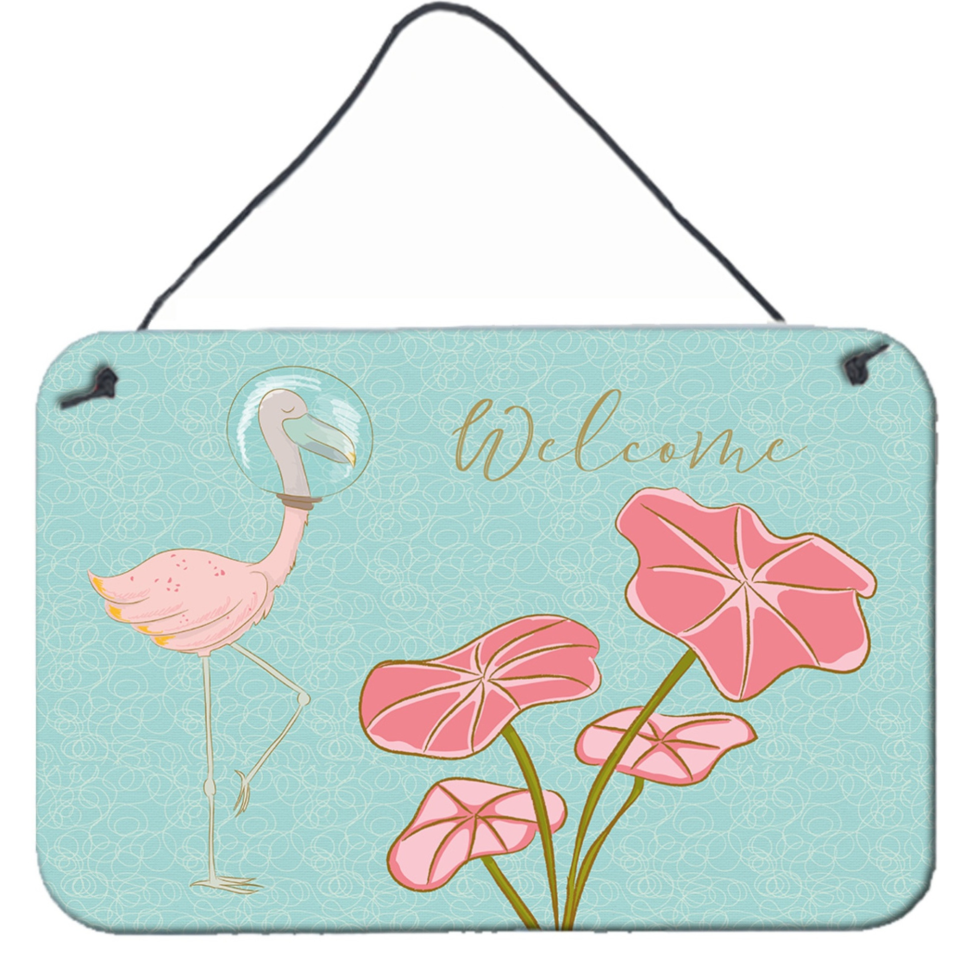 &quotCaroline's Treasures Flamingo Welcome Metal Print, 8"" x 12"""