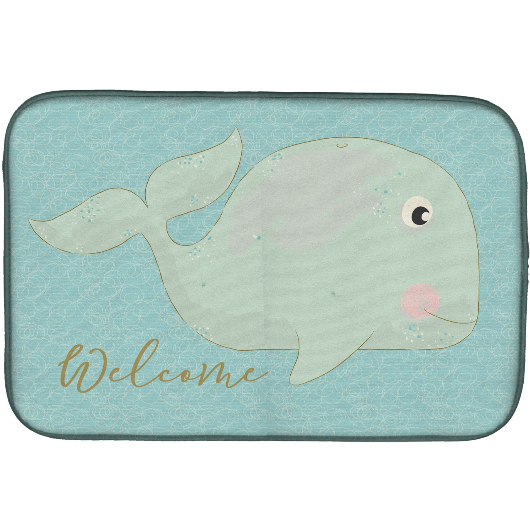 &quotCaroline's Treasures Whale Welcome Dish Drying Mat, 14"" x 21"", Multicolor"