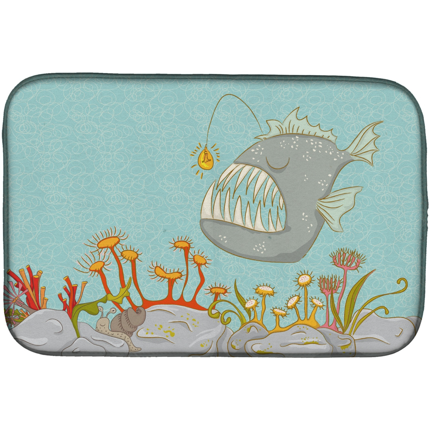 &quotCaroline's Treasures Frog Fish Scene Dish Drying Mat, 14"" x 21"", Multicolor"