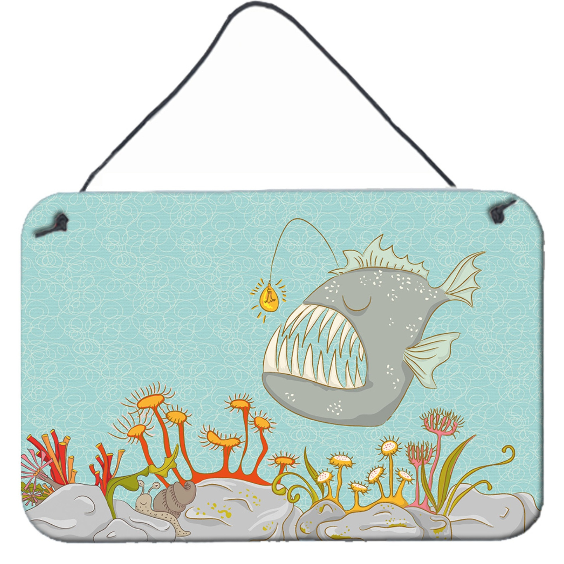 &quotCaroline's Treasures Frog Fish Scene Metal Print, 8"" x 12"""