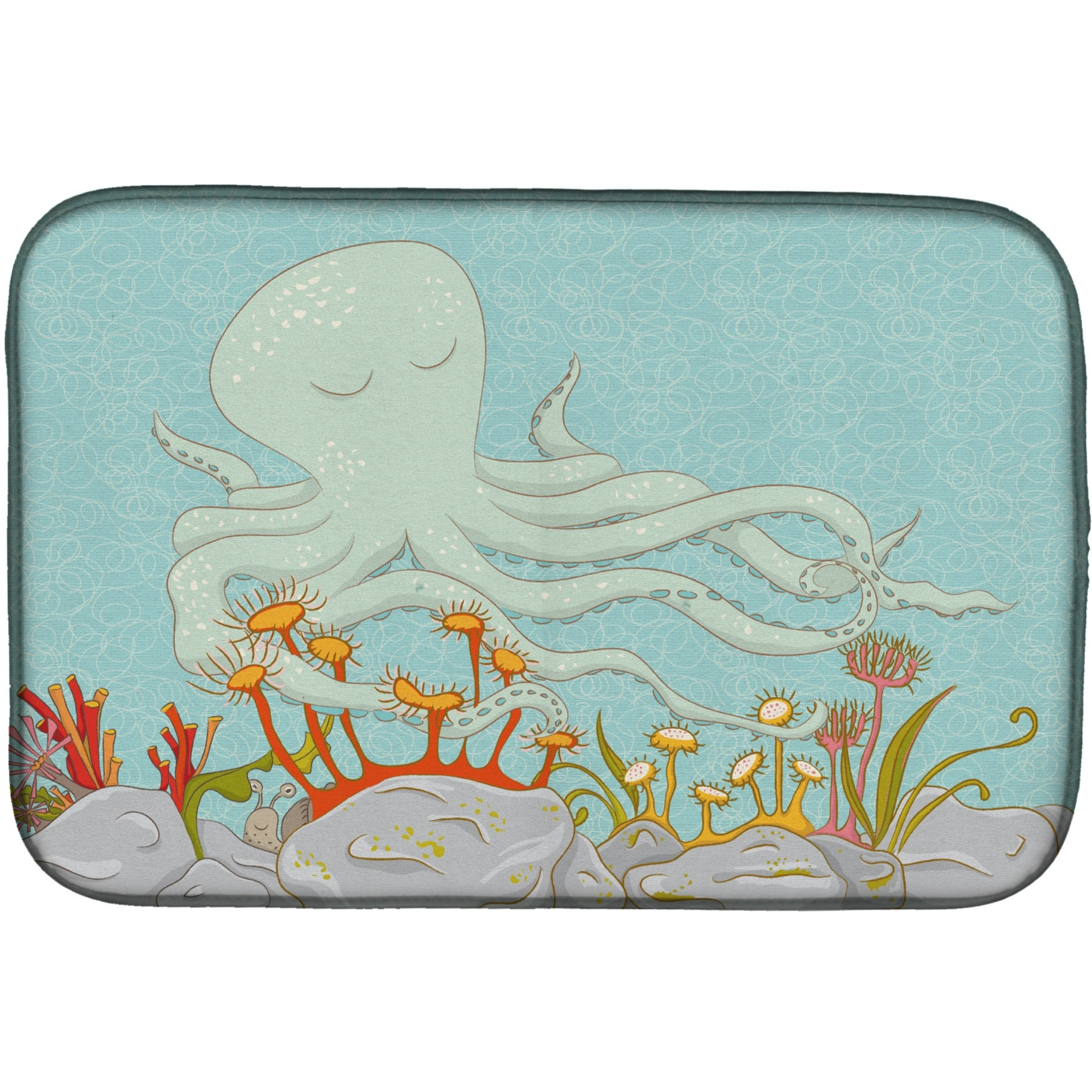 &quotCaroline's Treasures Octopus Underwater Scene Dish Drying Mat, 14"" x 21"""