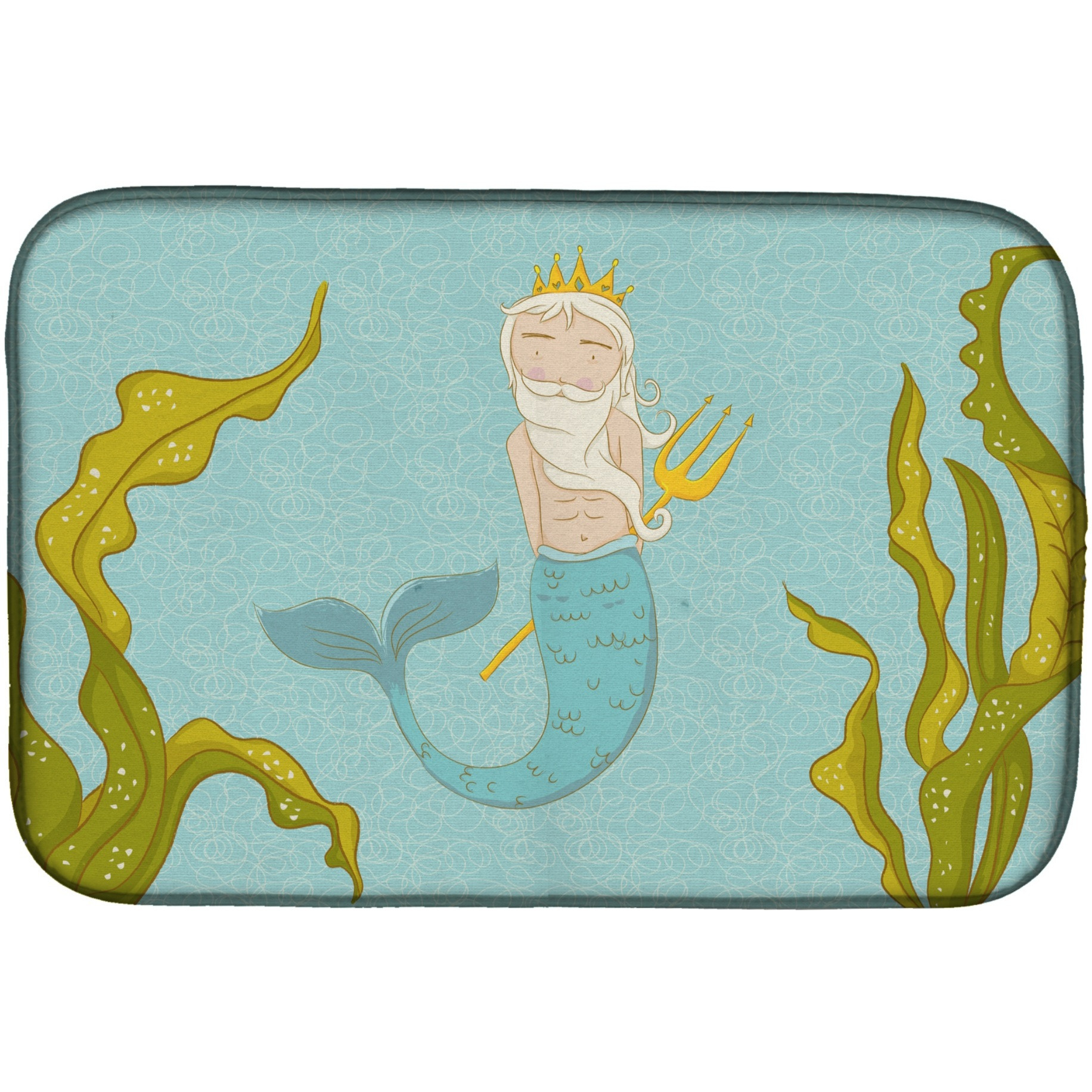 &quotCaroline's Treasures Neptune Merman Dish Drying Mat, 14"" x 21"", Multicolor"