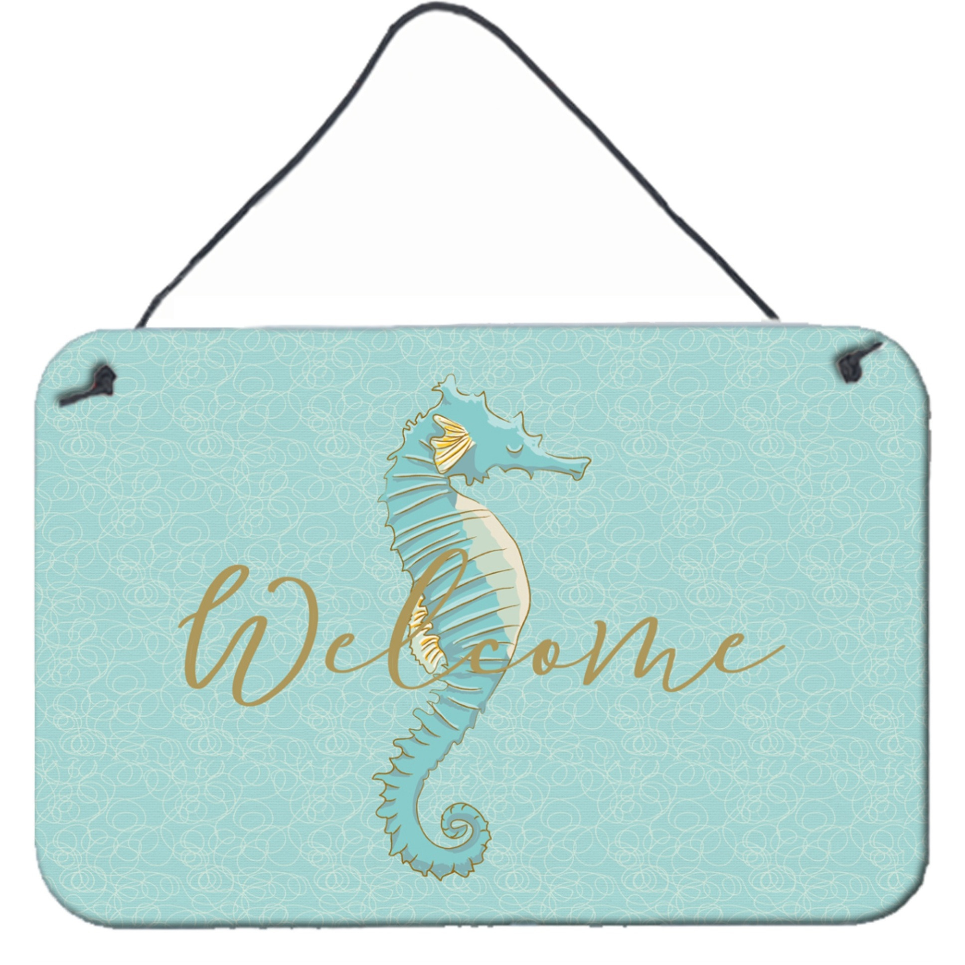 &quotCaroline's Treasures Seahorse Welcome Metal Print, 8"" x 12"", Multicolor"