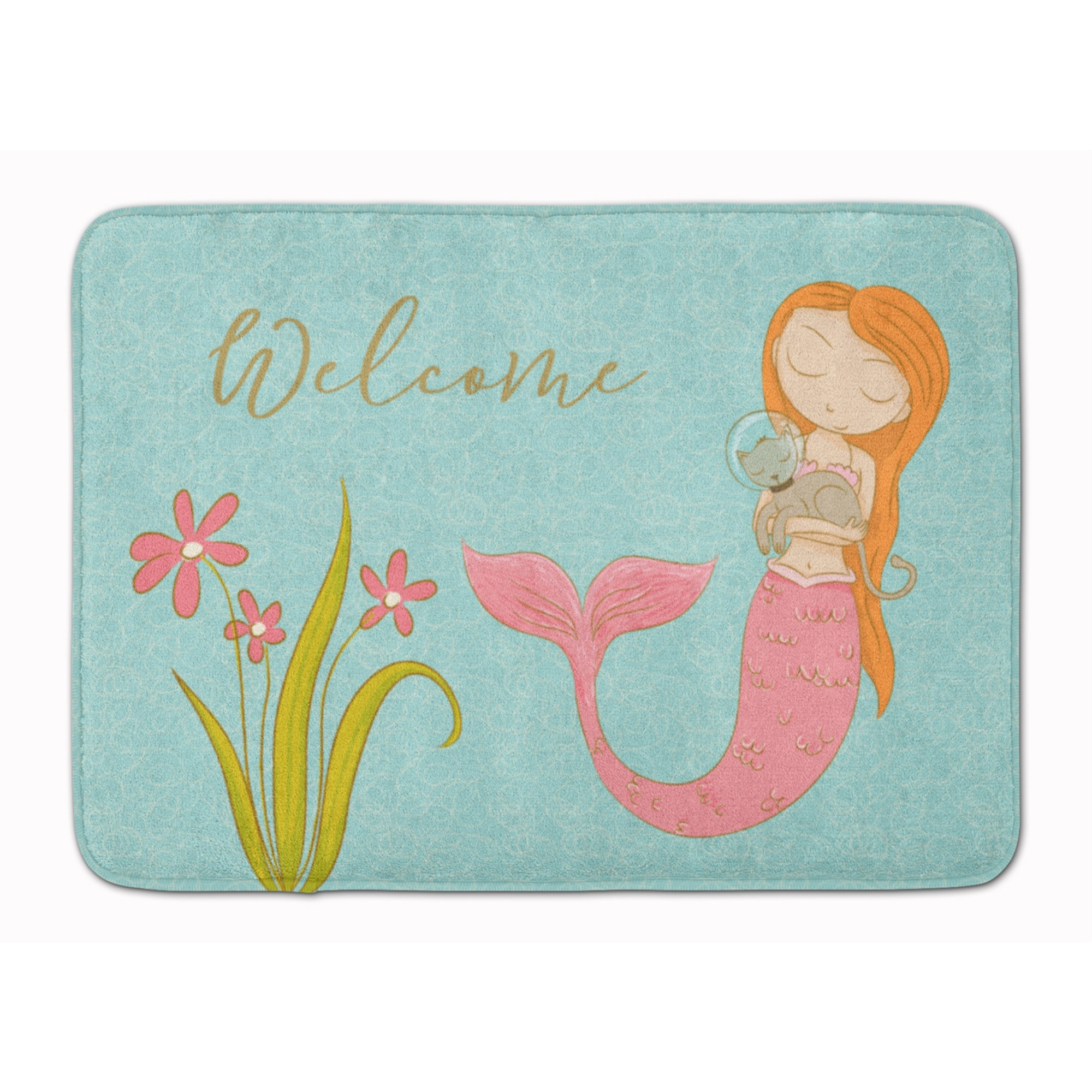 &quotCaroline's Treasures Mermaid with Cat Welcome Floor Mat, 19"" x 27"", Multicolor"