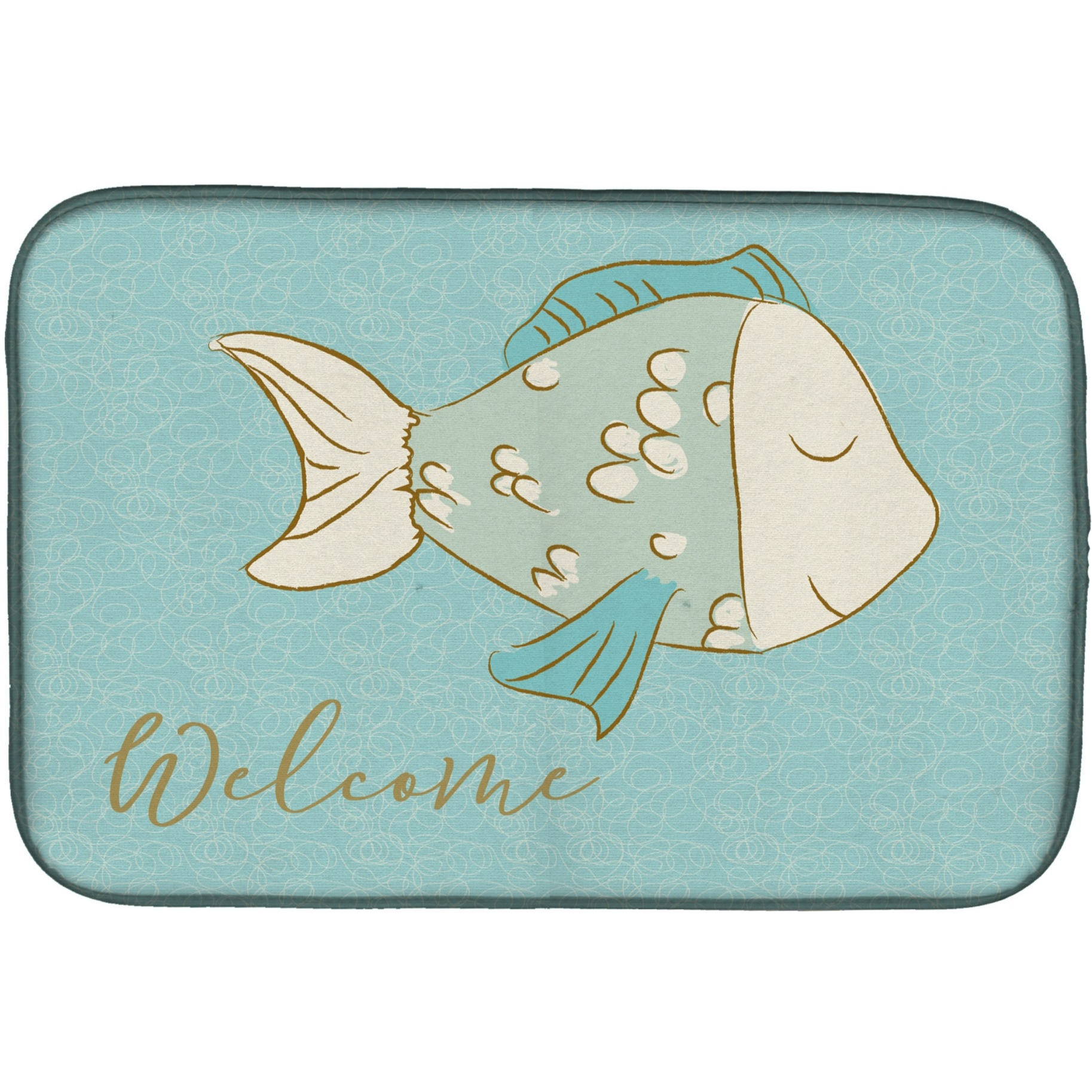 &quotCaroline's Treasures Fish Welcome Dish Drying Mat, 14"" x 21"", Multicolor"