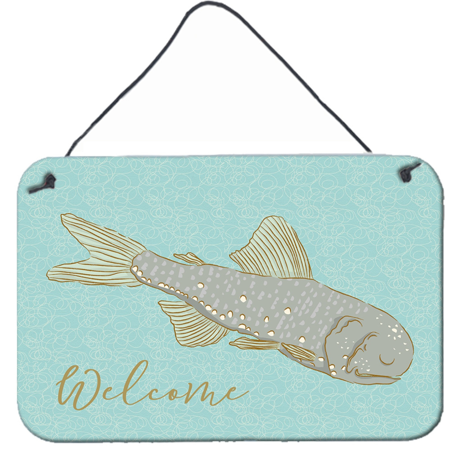 &quotCaroline's Treasures Fish Welcome Metal Print, 8"" x 12"""