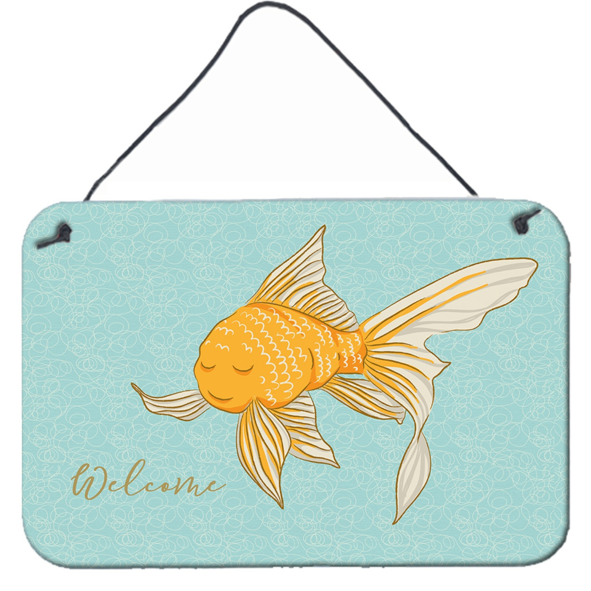 &quotCaroline's Treasures Gold Fish Welcome Metal Print, 8"" x 12"""