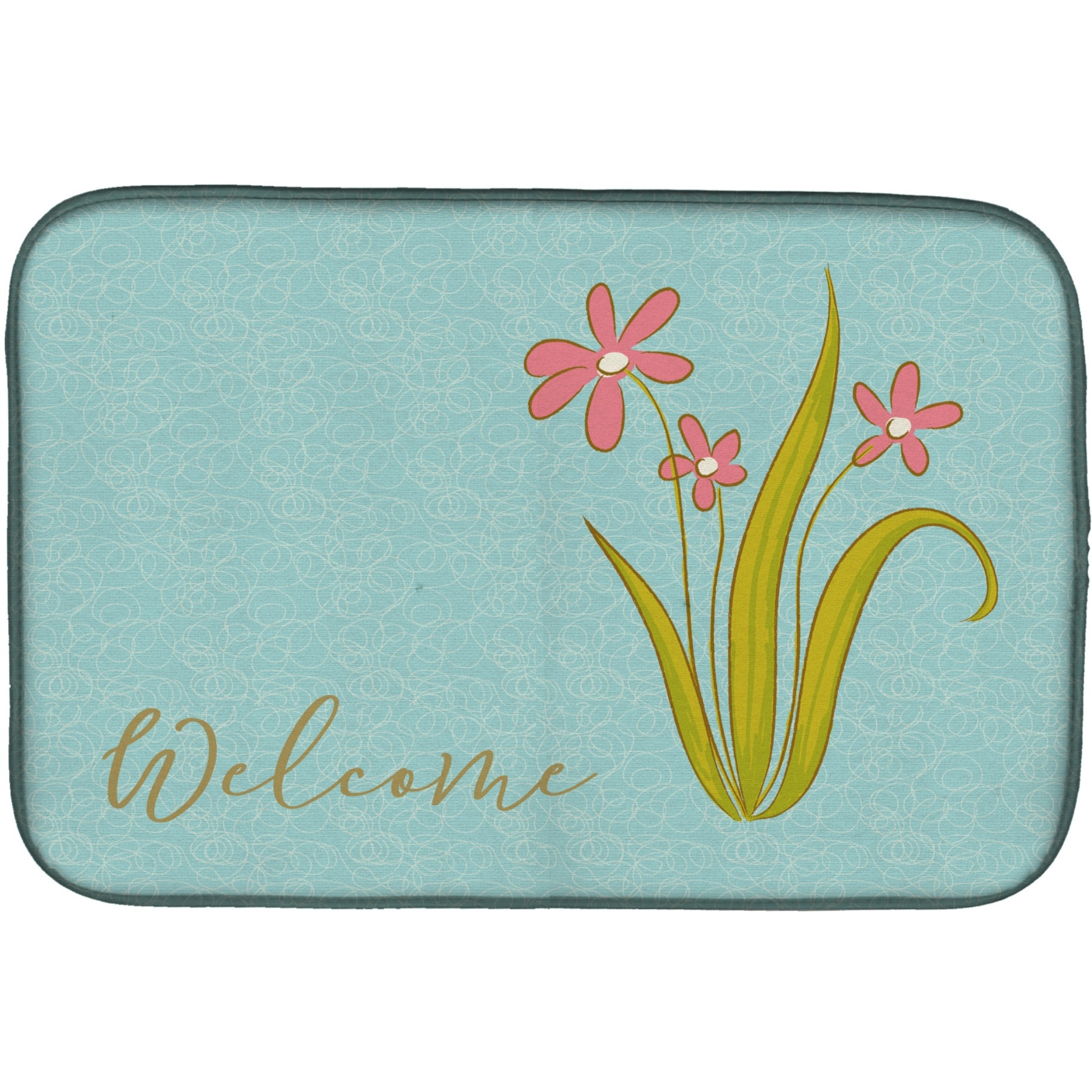 &quotCaroline's Treasures Flowers Welcome Dish Drying Mat, 14 X 21"