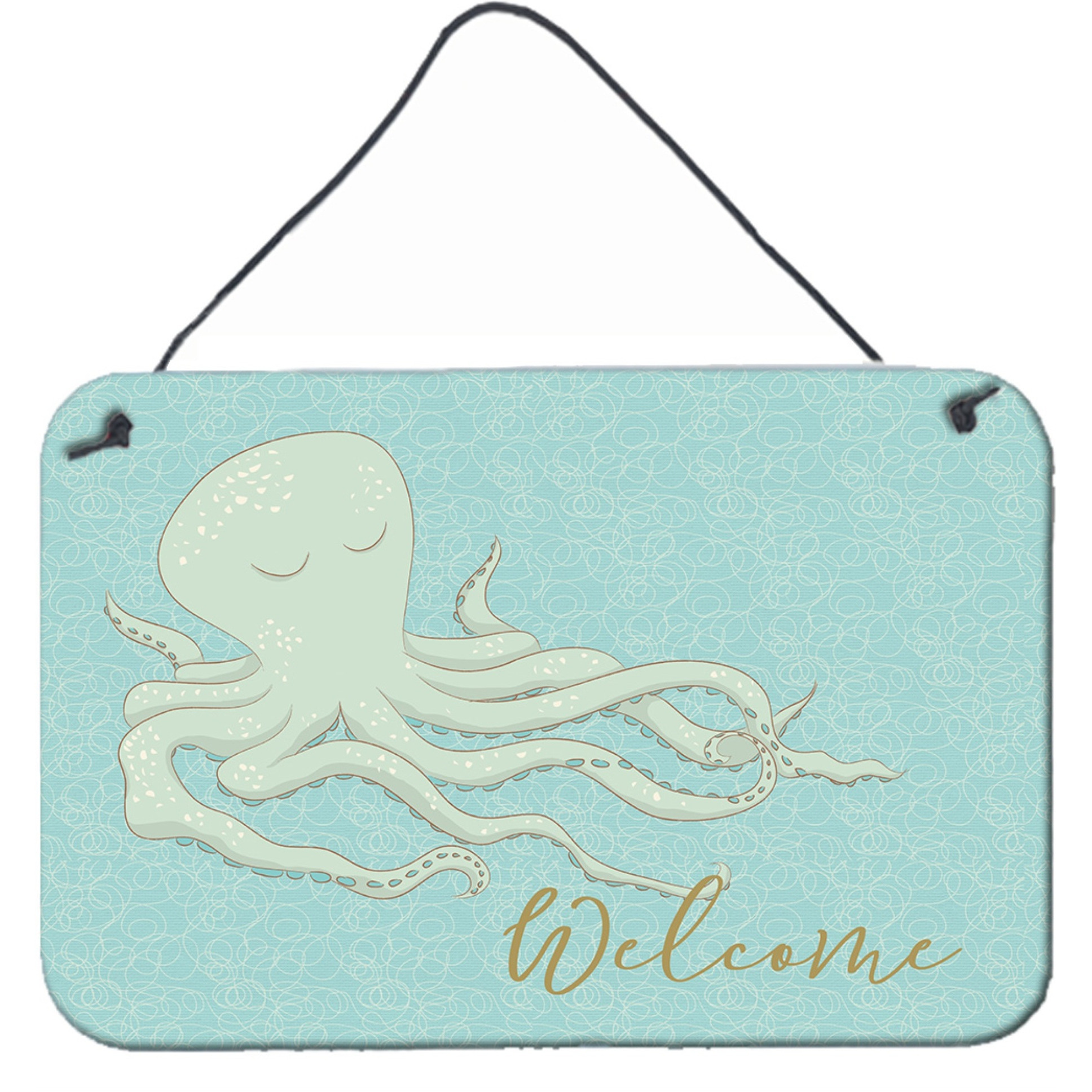&quotCaroline's Treasures Octopus Welcome Metal Print, 8"" x 12"""