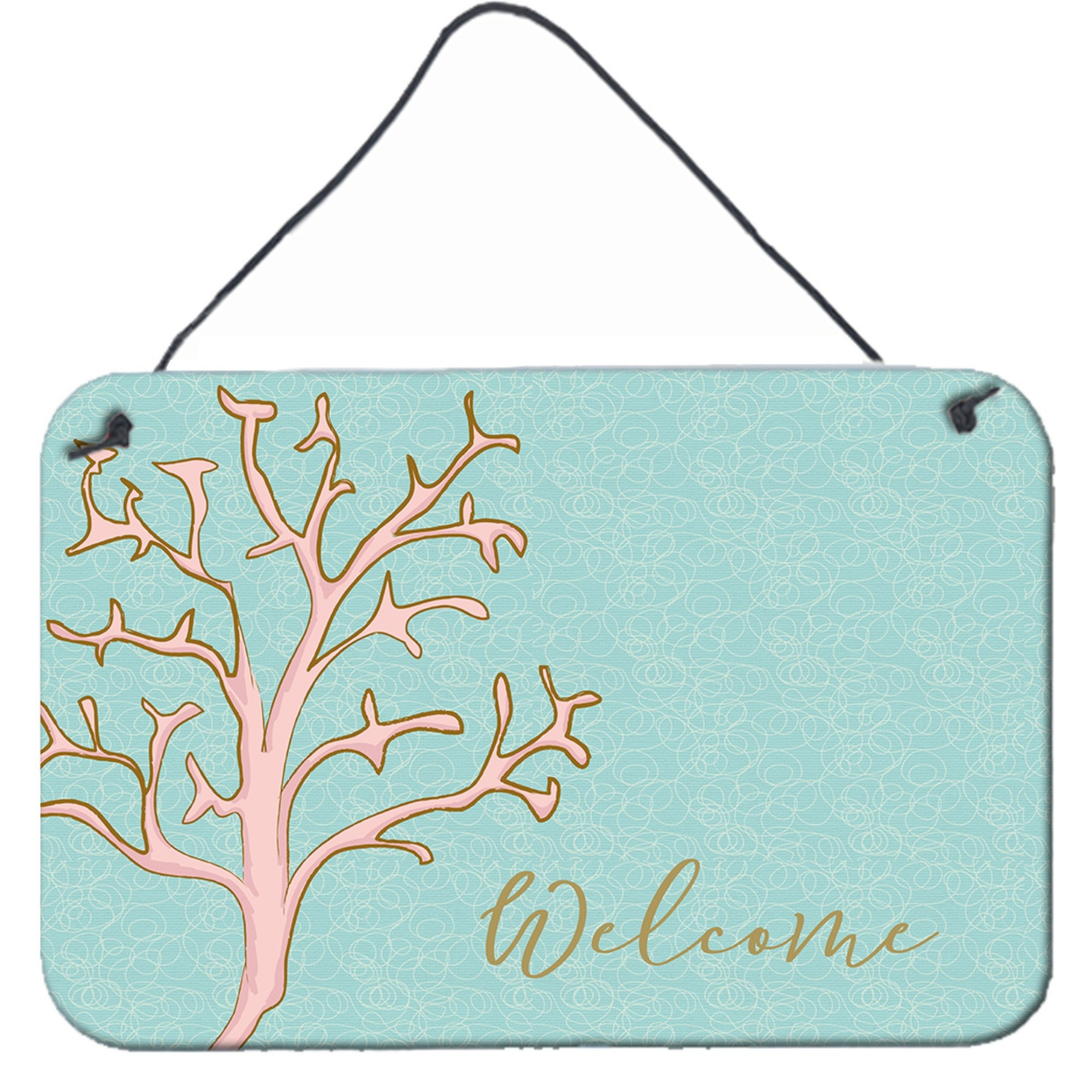 &quotCaroline's Treasures Coral Welcome Metal Print, 8"" x 12"""