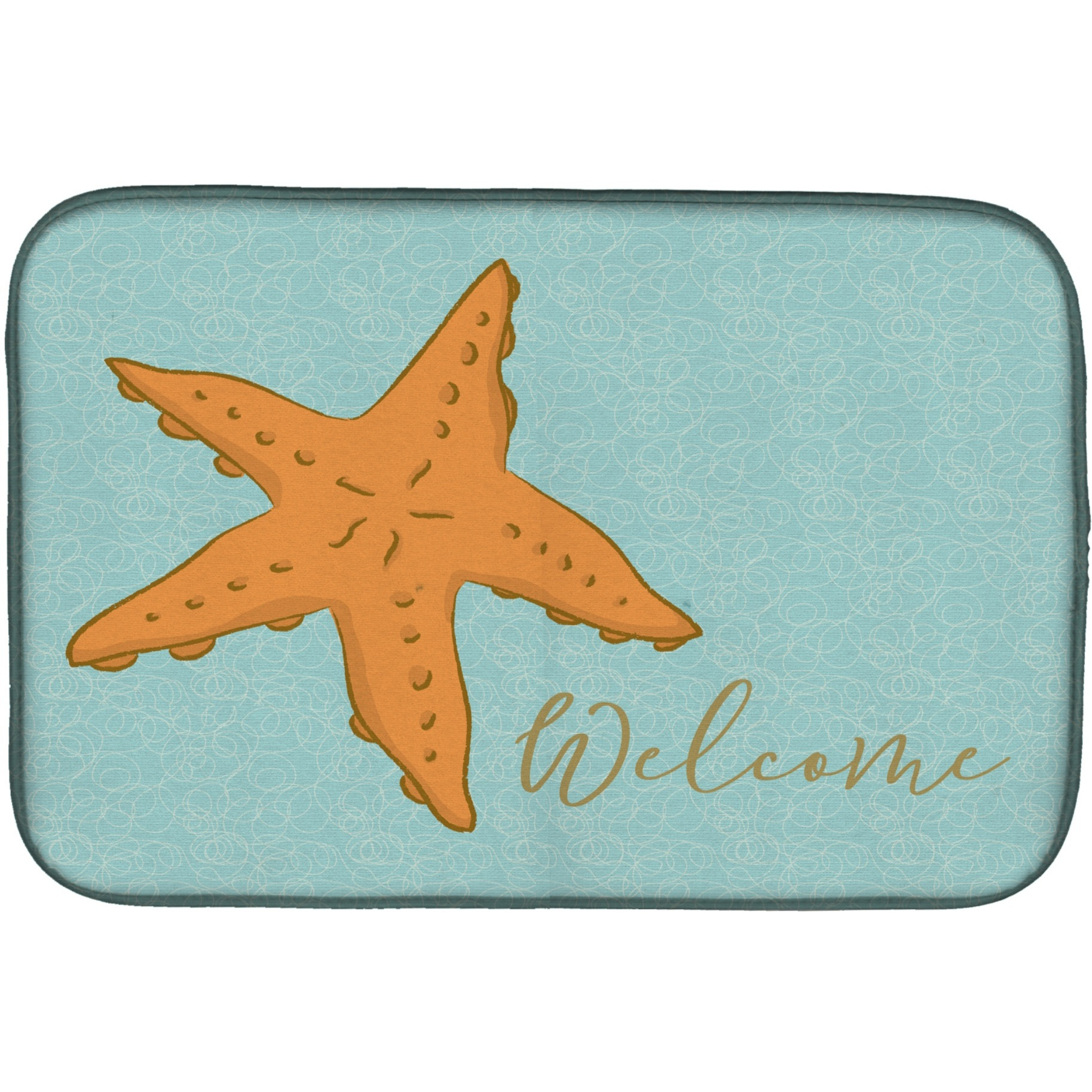 &quotCaroline's Treasures Starfish Welcome Dish Drying Mat, 14"" x 21"", Multicolor"