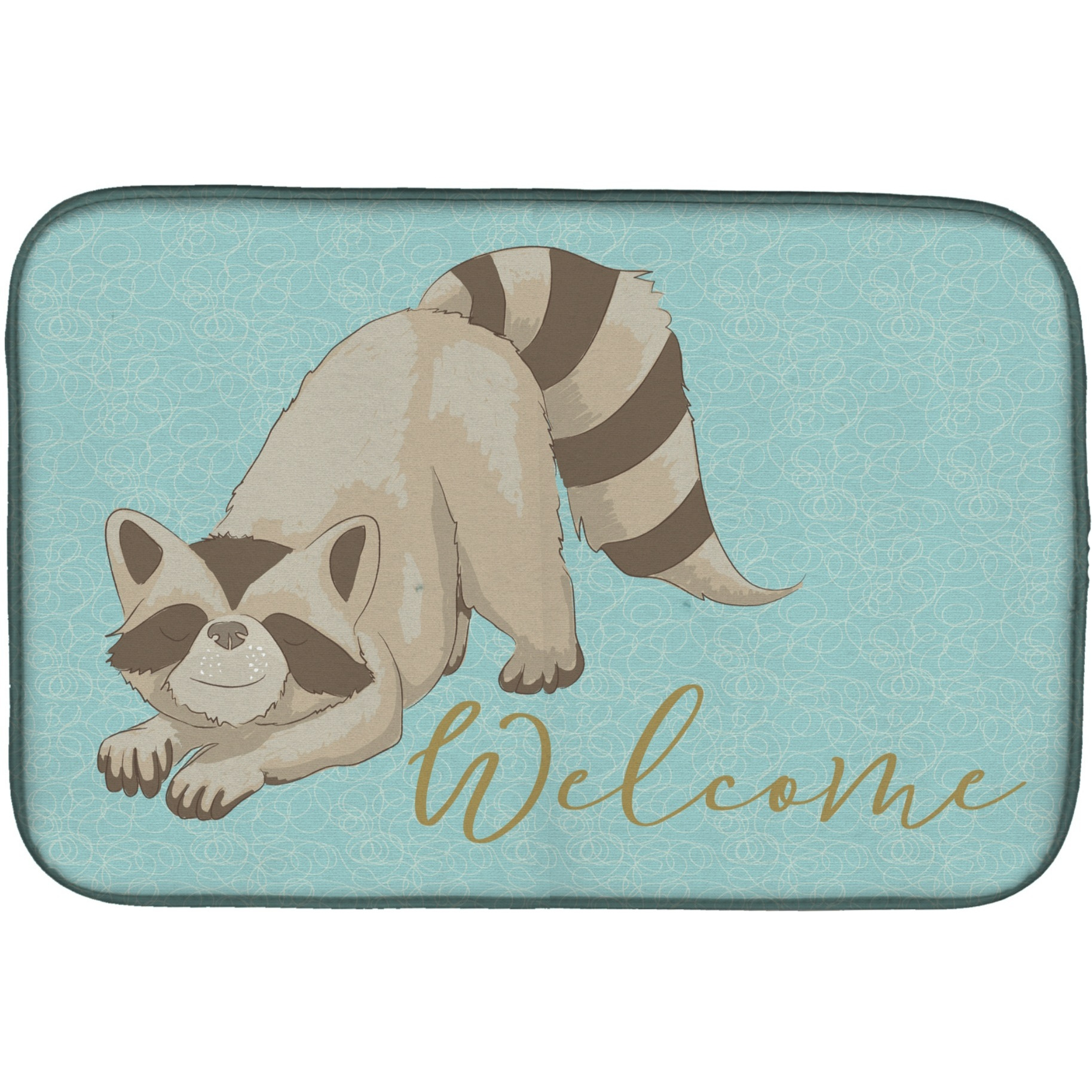 &quotCaroline's Treasures Raccoon Welcome Dish Drying Mat, 14"" x 21"""
