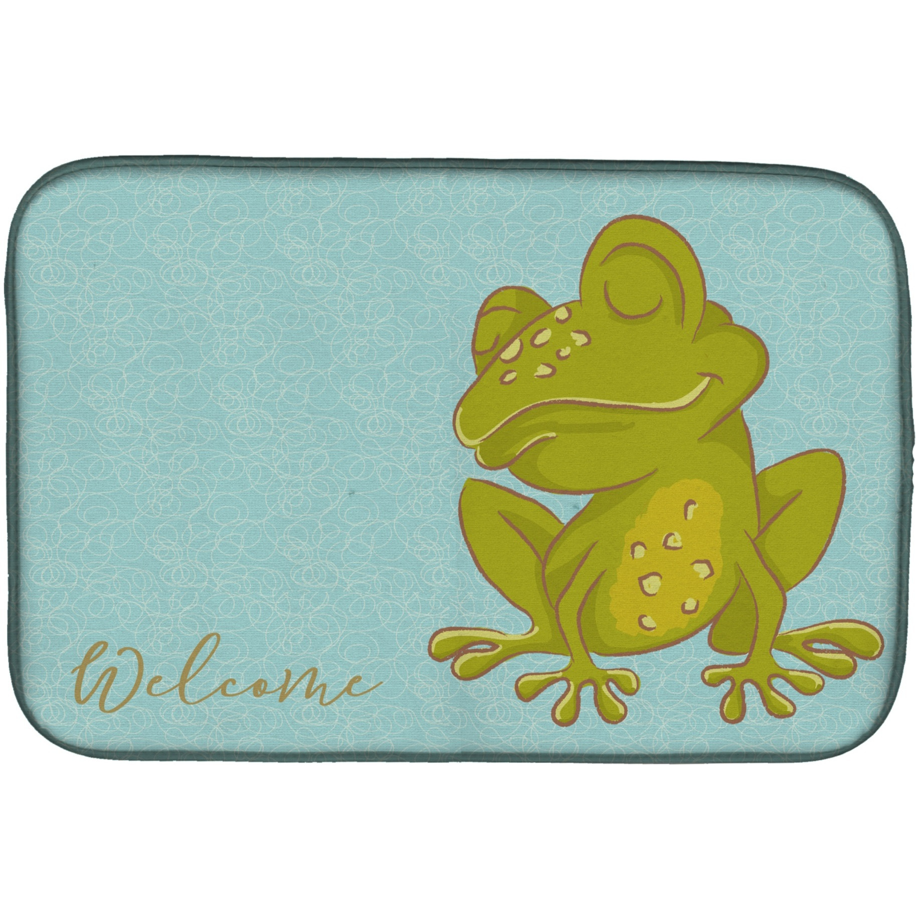 &quotCaroline's Treasures Frog Welcome Dish Drying Mat, 14"" x 21"", Multicolor"