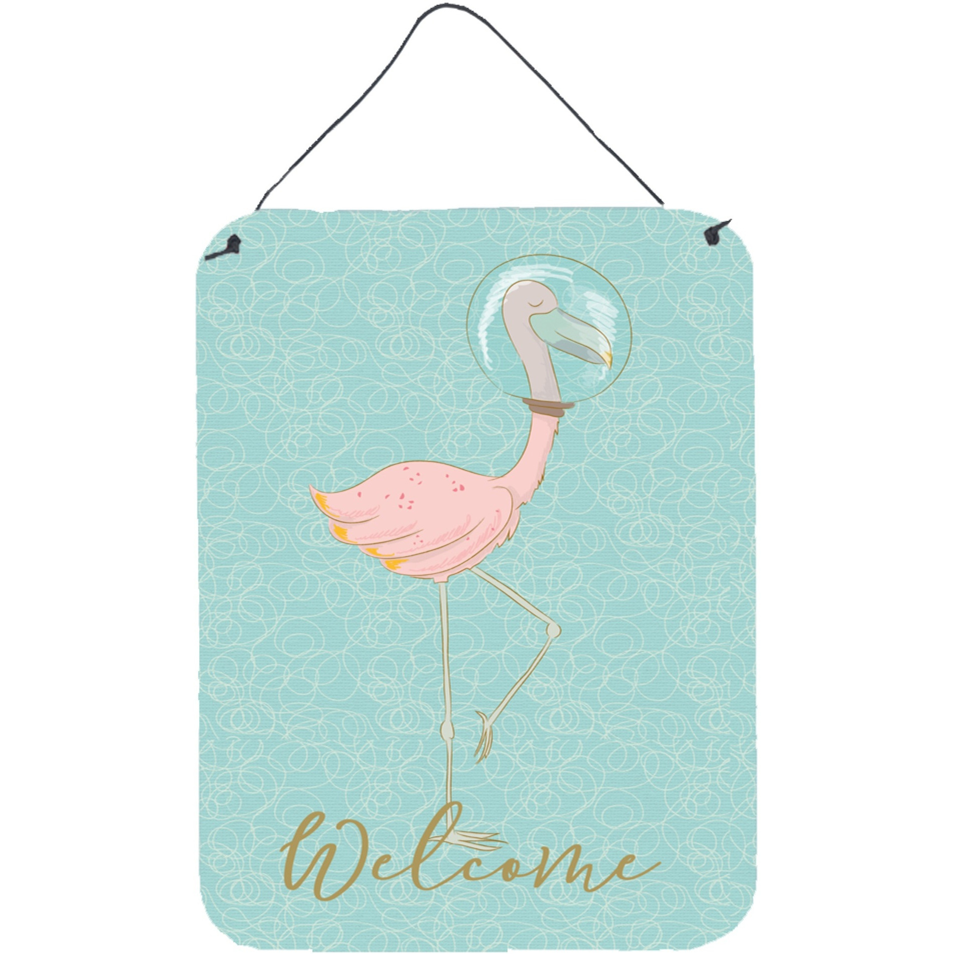 &quotCaroline's Treasures Flamingo Underwater Welcome Metal Print, 16"" x 12"", Multicolor"