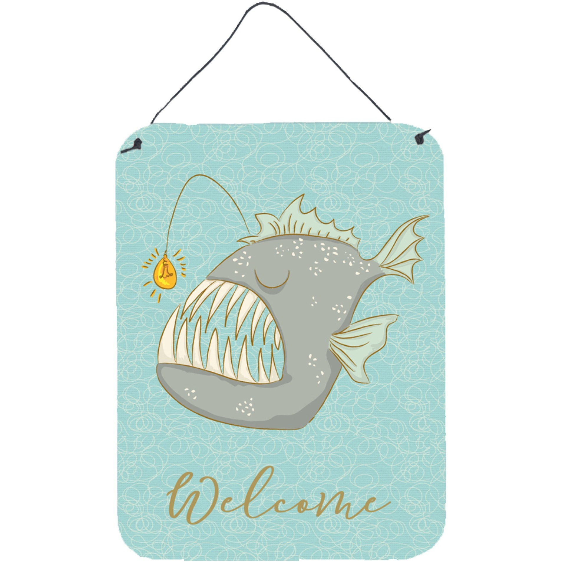 &quotCaroline's Treasures Frog Fish Welcome Metal Print, 16"" x 12"", Multicolor"