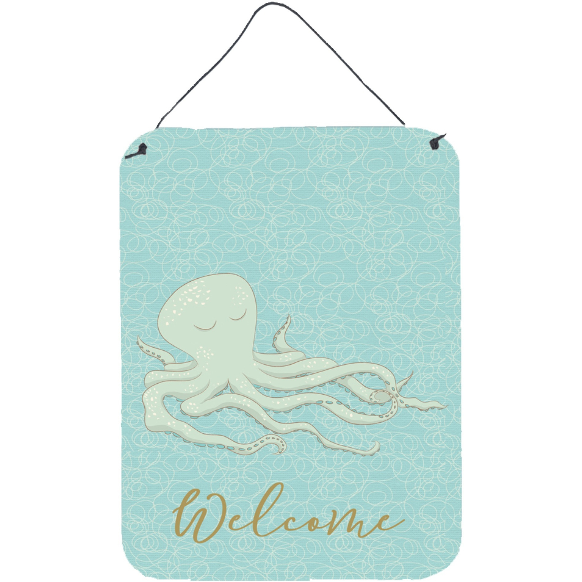 &quotCaroline's Treasures Octopus Welcome Metal Print, 16"" x 12"", Multicolor"