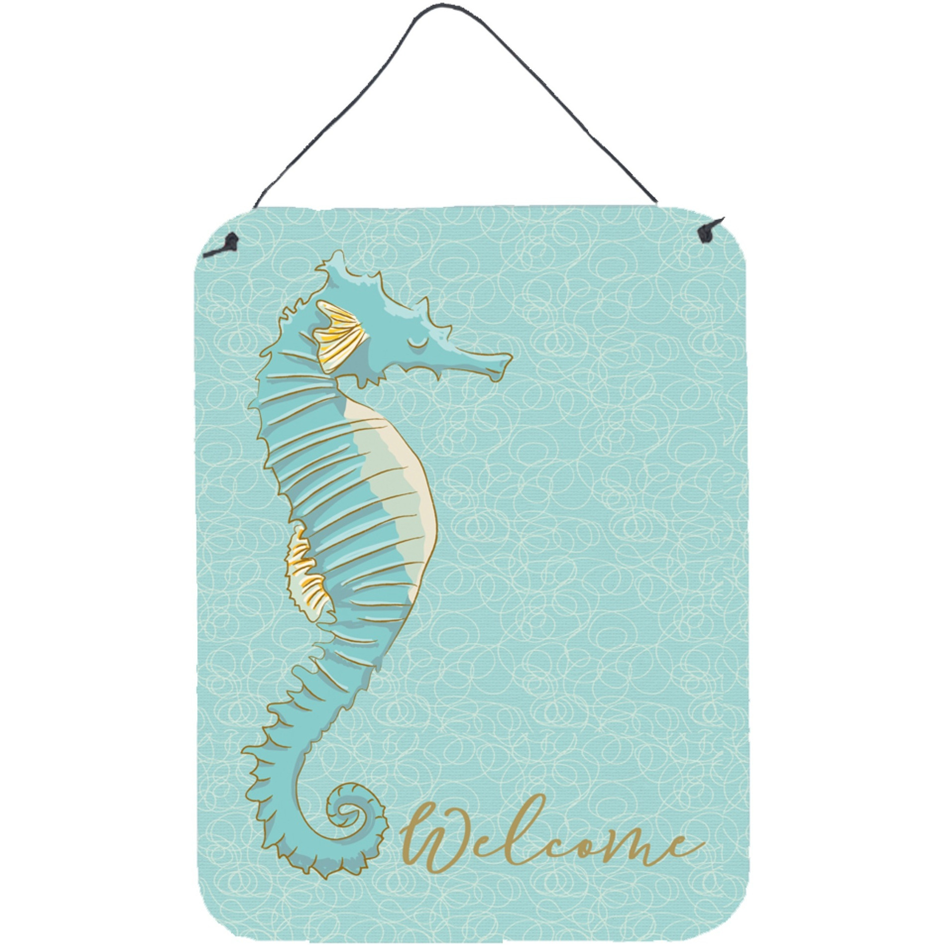 &quotCaroline's Treasures Seahorse Welcome Metal Print, 16"" x 12"", Multicolor"