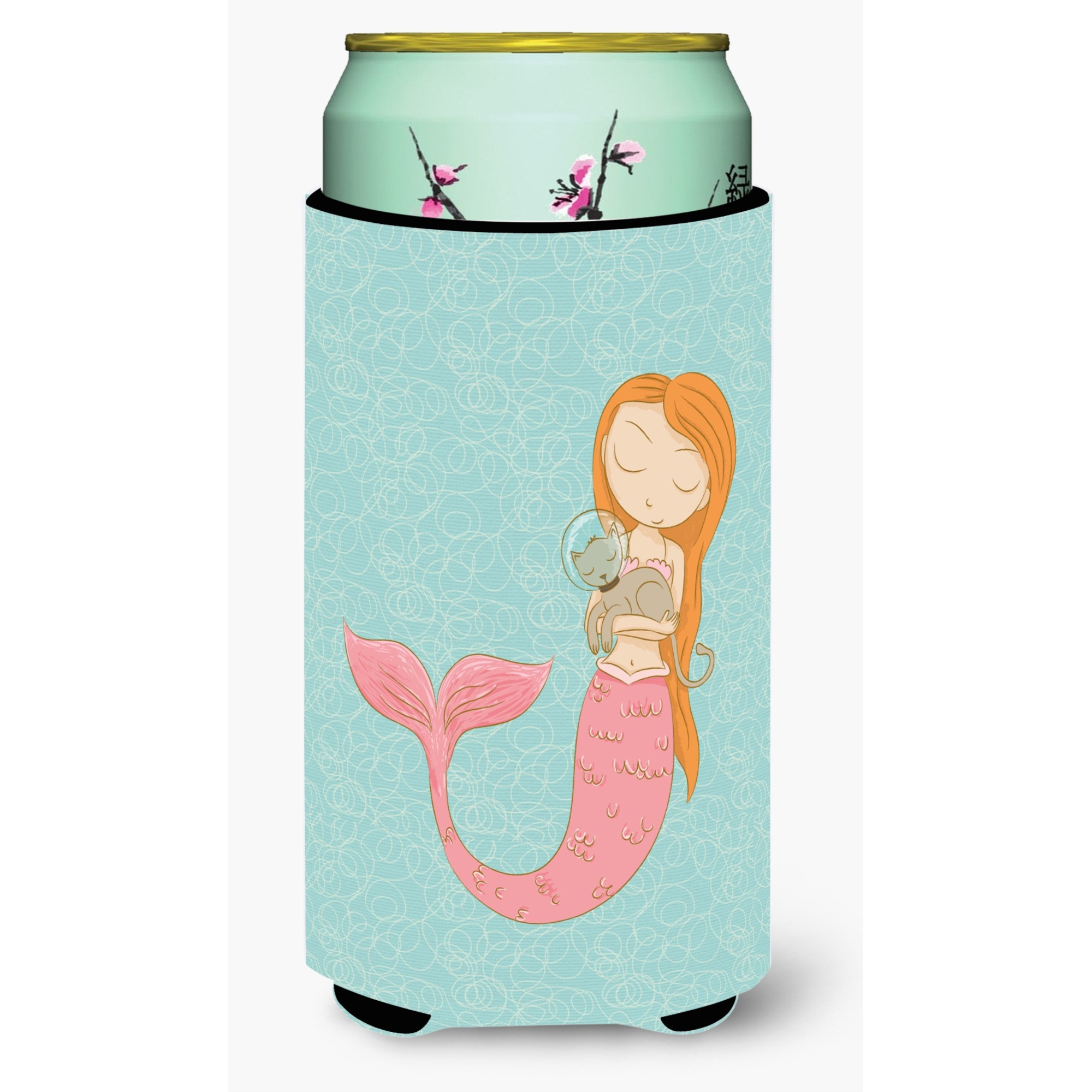 &quotCaroline's Treasures Mermaid with Cat Decorative Can Hugger, Tall Boy, Multicolor"