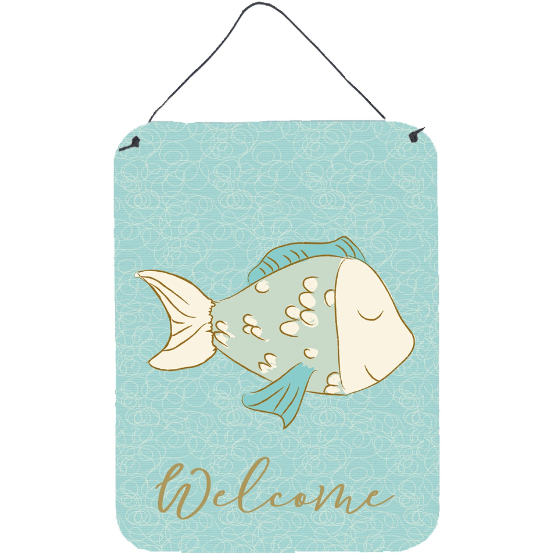 &quotCaroline's Treasures Blue Fish Welcome Metal Print, 16"" x 12"", Multicolor"