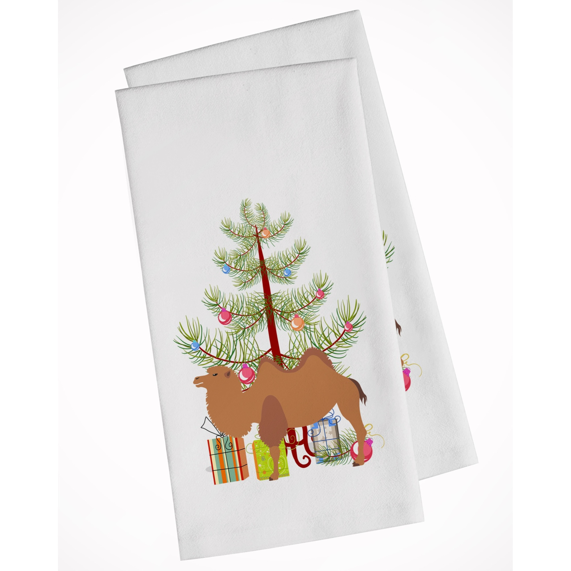 Bactrian Camel Christmas White Kitchen Towel Set of 2