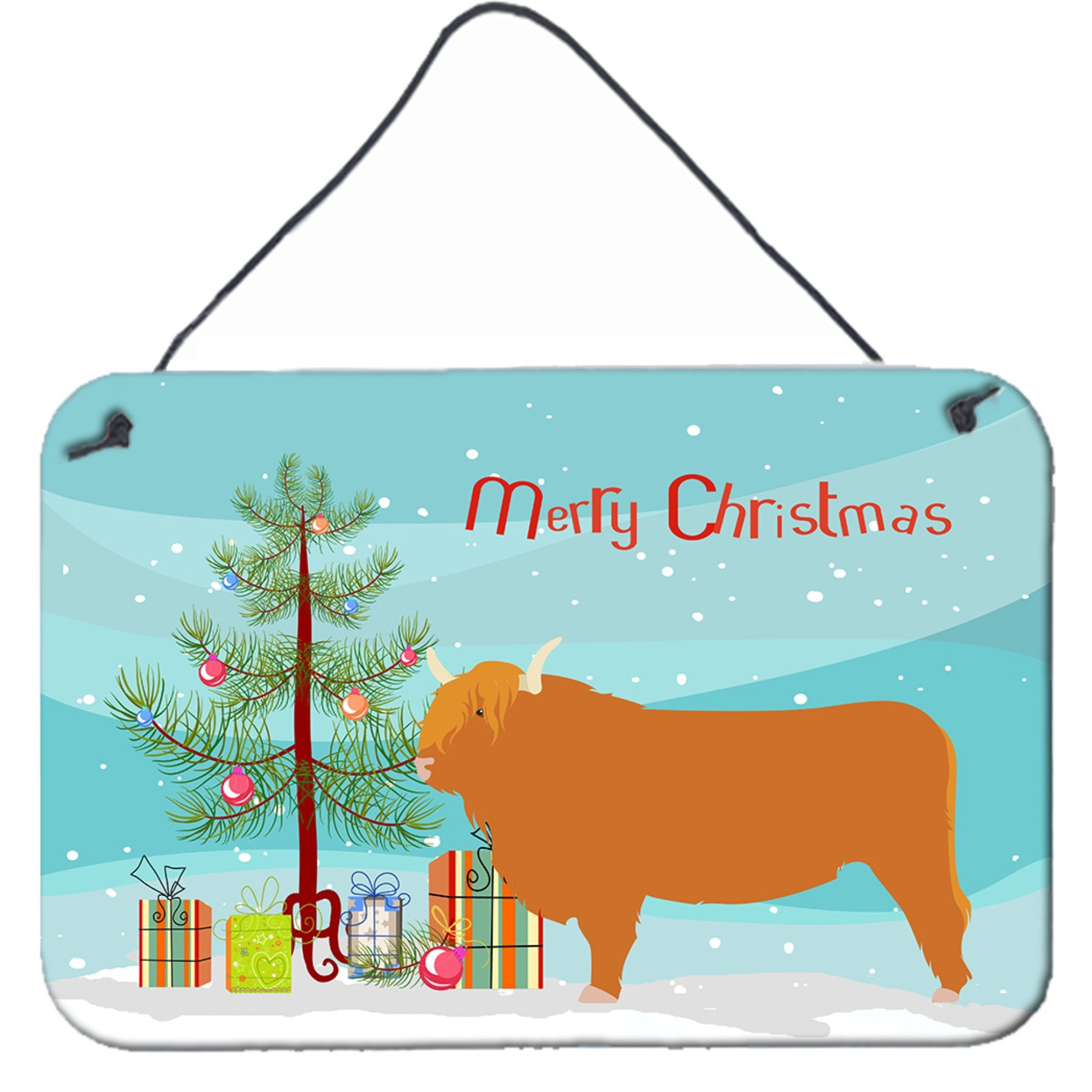 &quotCaroline's Treasures Highland Cow Christmas Metal Print, 8"" x 12"", Multicolor"