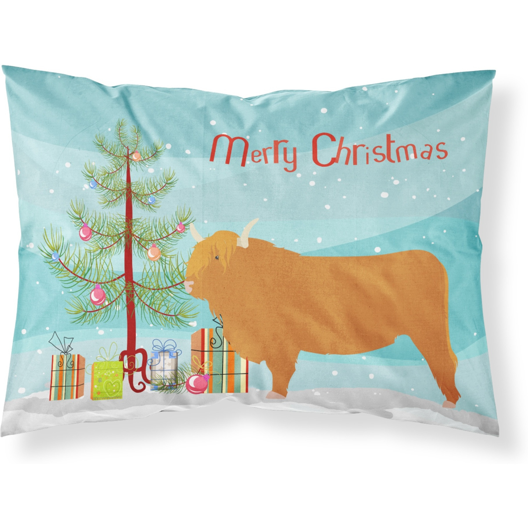 &quotCaroline's Treasures Highland Cow Christmas Pillowcase, Standard, Multicolor"