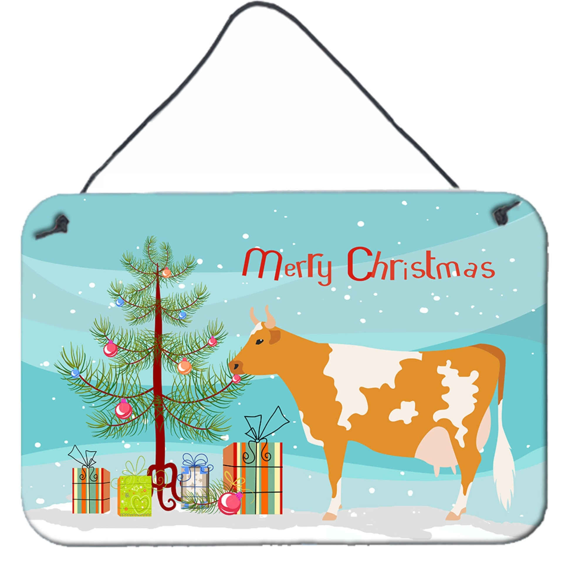 &quotCaroline's Treasures Guernsey Cow Christmas Metal Print, 8"" x 12"""