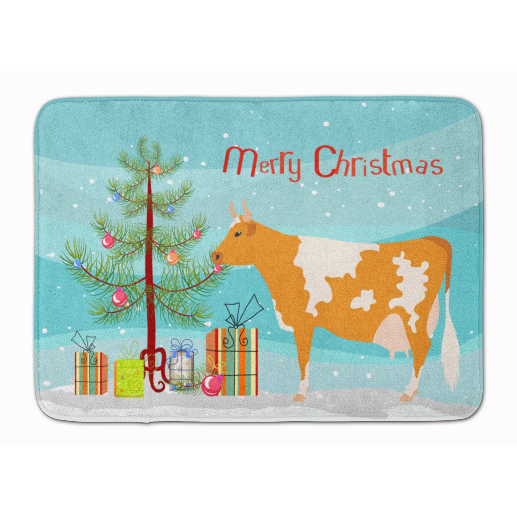 &quotCaroline's Treasures Guernsey Cow Christmas Floor Mat, 19"" x 27"", Multicolor"
