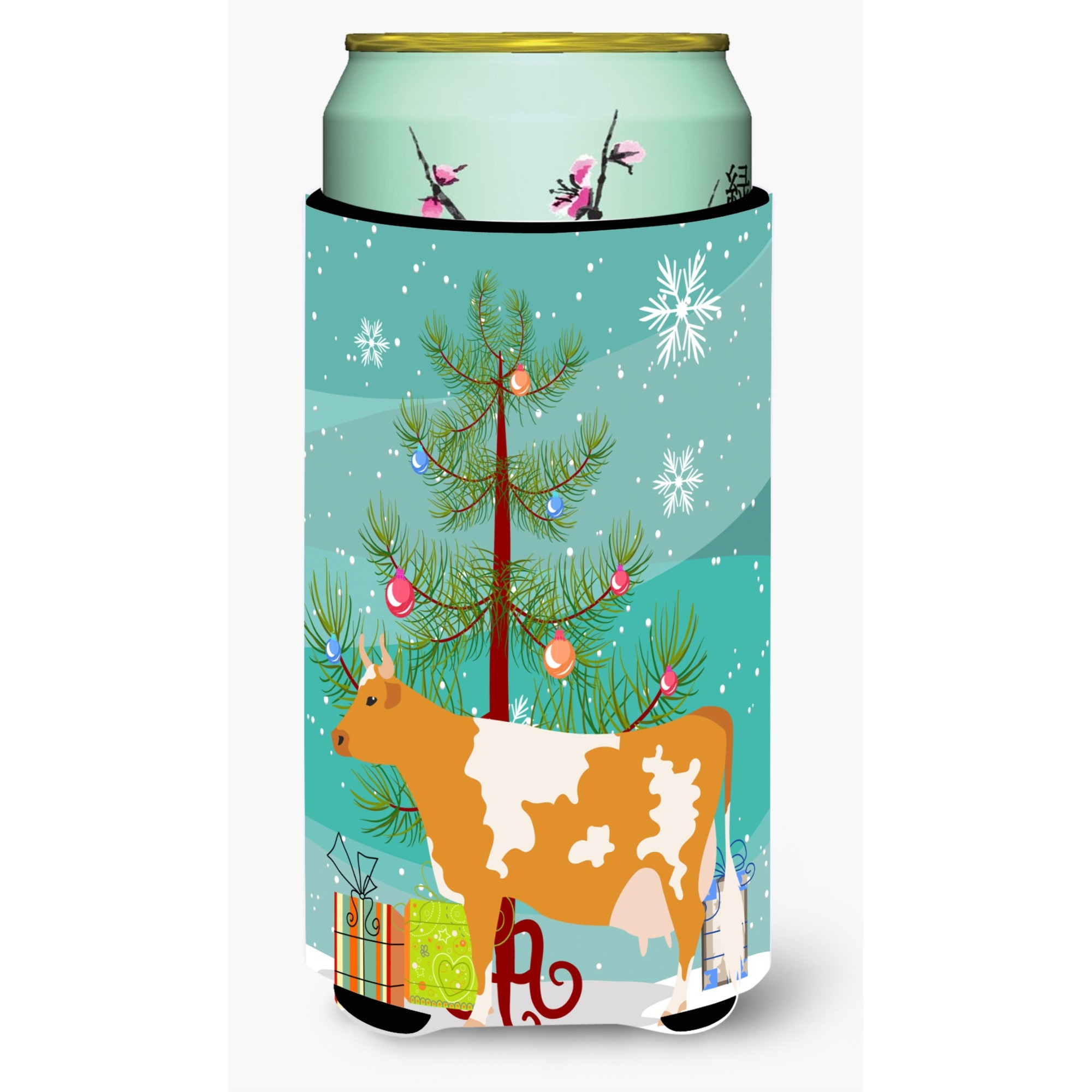 &quotCaroline's Treasures Guernsey Cow Christmas Decorative Can Hugger, Tall, Multicolor"