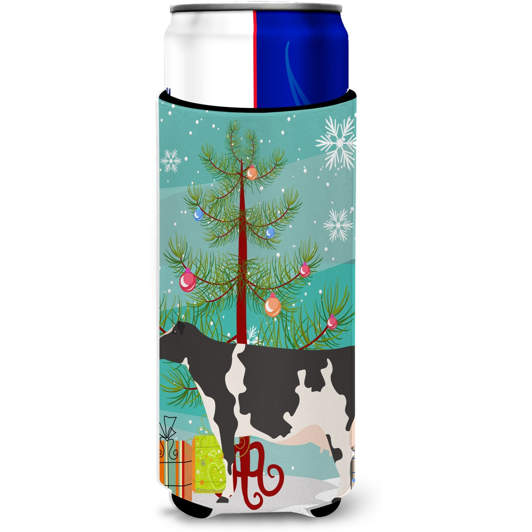 &quotCaroline's Treasures Holstein Cow Christmas Decorative Can Hugger, Slim, Multicolor"