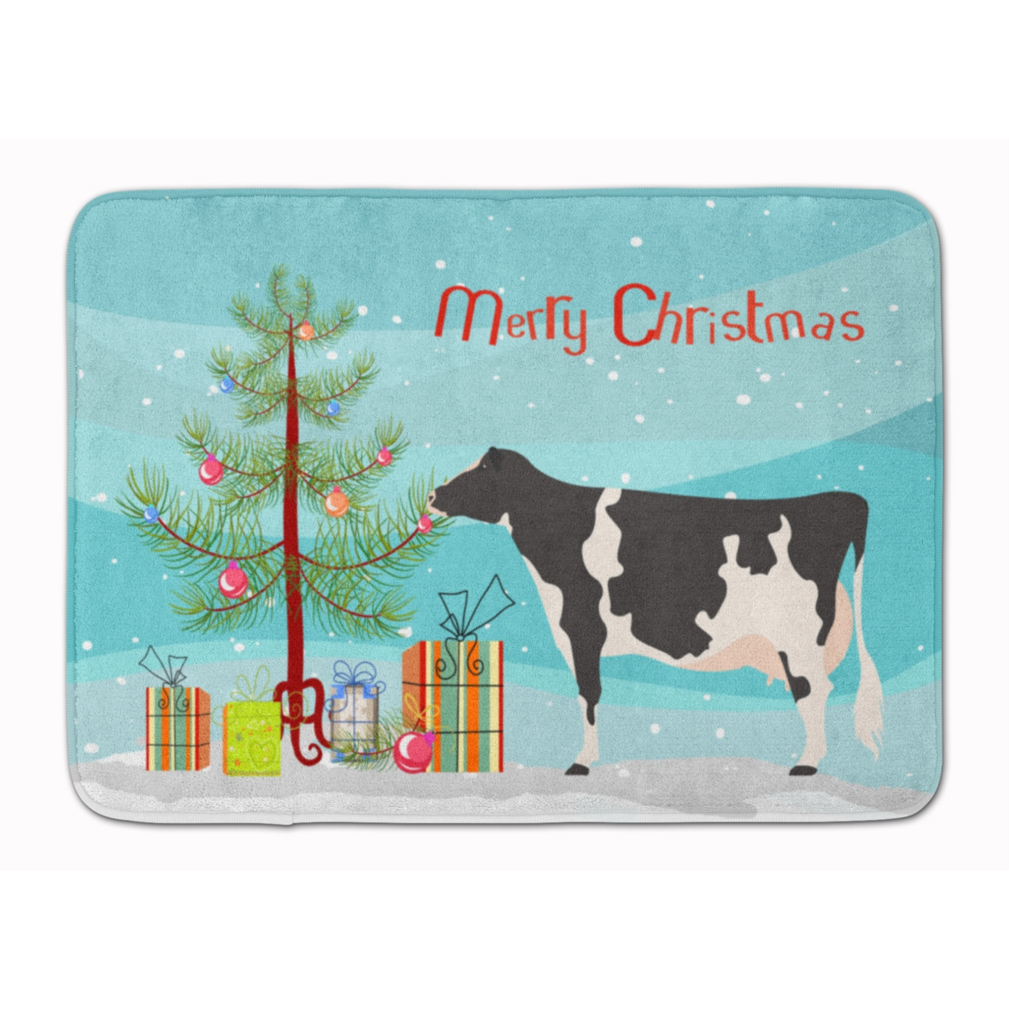 &quotCaroline's Treasures Holstein Cow Christmas Floor Mat, 19"" x 27"", Multicolor"