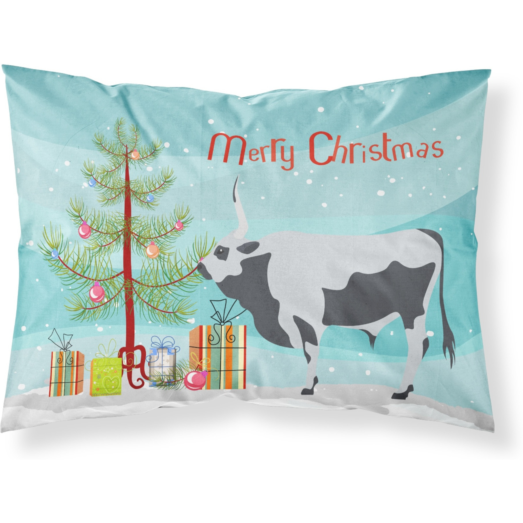 &quotCaroline's Treasures Hungarian Grey Steppe Cow Christmas Pillowcase, Standard, Multicolor"